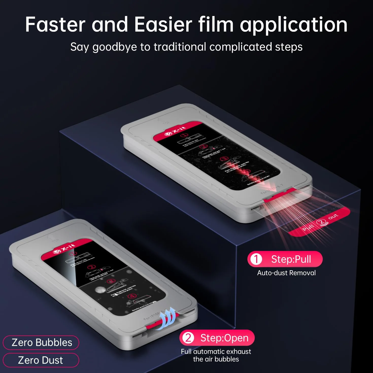 X-it 2-pak ochraniaczy ekranu do iPhone'a 16 Pro (6,3 cala), szkło hartowane 9H+, automatyczne usuwanie kurzu, ochrona klasy wojskowej, bez pęcherzyków powietrza, pełne pokrycie, przyjazna dla obudowy