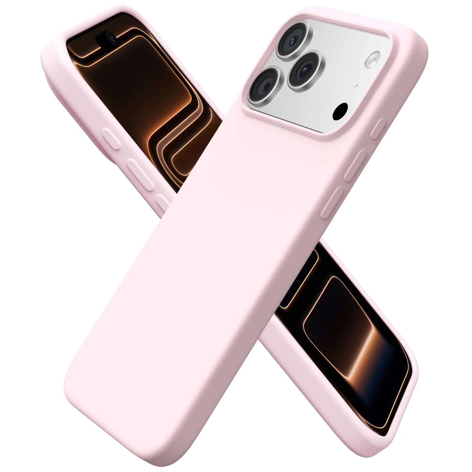 ORNARTO Etui kompatybilne z iPhone'a 17 Pro Max 6.9", smukłe, płynne silikonowe, 3 warstwy, w pełni pokryte, miękkie żelowe gumowe etui na telefon 17 Pro Max 6.9" - kredowo różowy