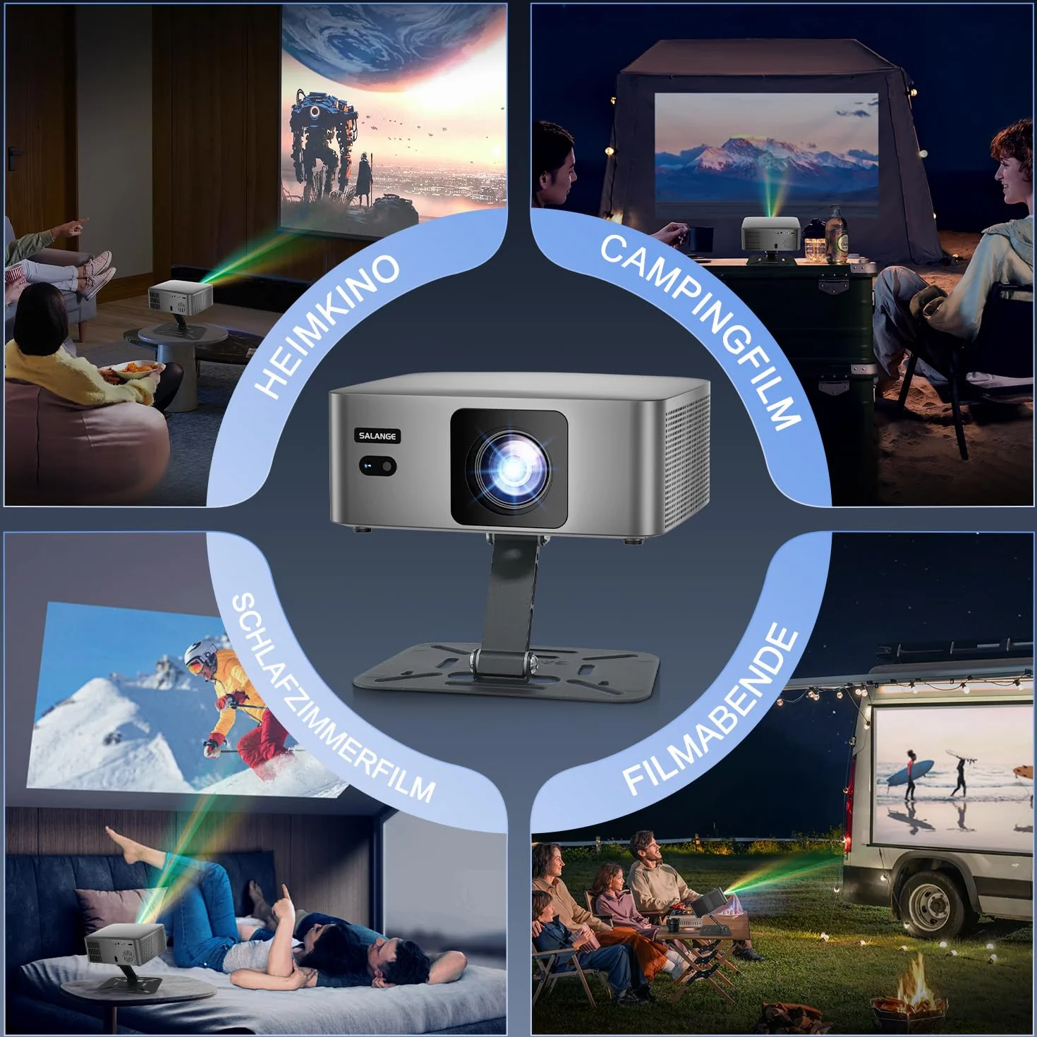 ZDSSY Mini projektor 8K obsługuje Native 1080P Smart Projektor Android 14, przenośny, z WiFi 6 BT 5.2 Auto Keystone, przenośny projektor, mały projektor do telefonu komórkowego, kino domowe ze