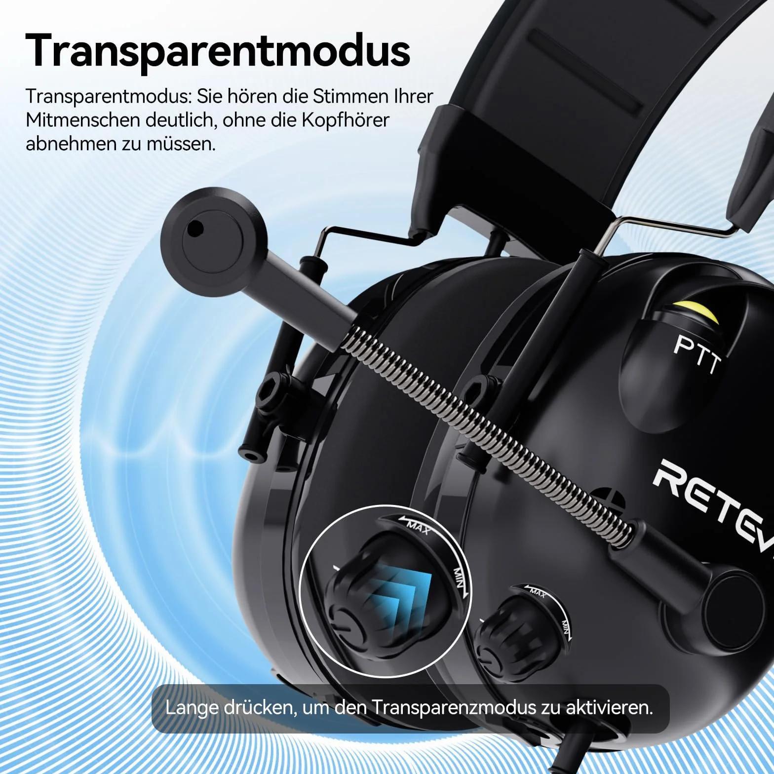 Retevis EHK015 Walkie Talkie Headset, ANC Overhead Radio Headphones, składany podwójny PTT Przyciski Obrotowy Mikrofon Kenwood 2-Pin, kompatybilny z Baofeng UV5R Retevis RT24 RT27 RT668 RT86(1 szt)