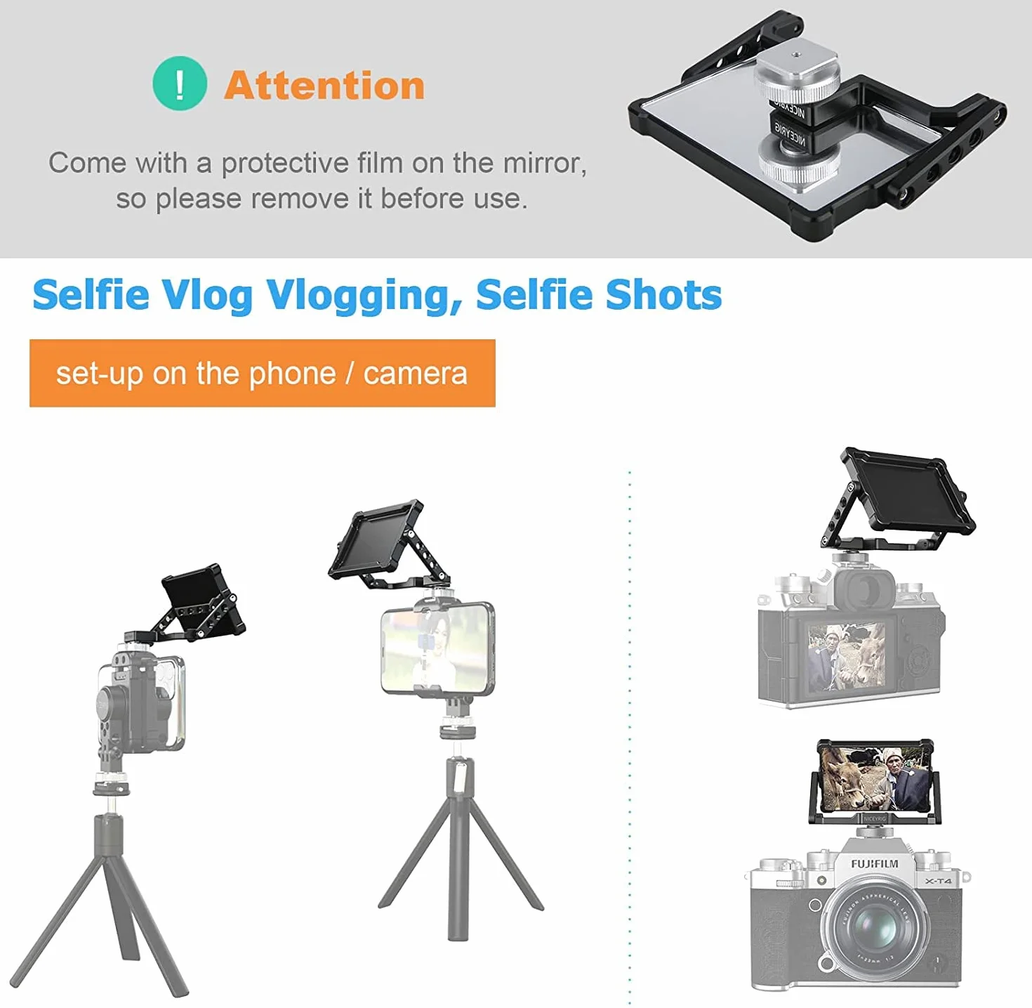 Sony Camera Flip Selfie Mirror, NICEYRIG składane lusterko do aparatu z ekranem do selfie Vlog Sony A6000 Series do Fujifilm XT2 Canon 5D