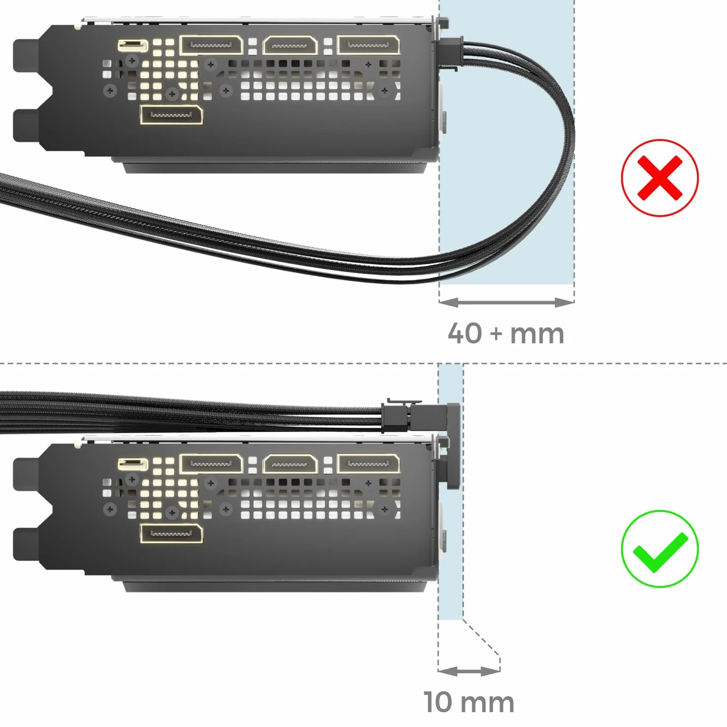 deleyCON Adapter PCI-e 5.0 Kątowy 180° 12+4 Pin 16-Pin Typ A do Kart Graficznych, do 600 W - Wtyk 12VHPWR PCIe - Kompatybilny z GPU