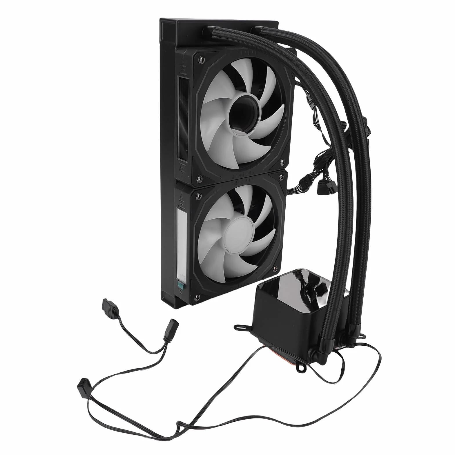 Aramox 240 Płynna Chłodnica Procesora, ARGB AIO Płynna Chłodnica Procesora z 2,2-calowym Ekranem LCD, Miedzianymi Wentylatorami PWM 240 Mm, Pasuje do AM4 AM5 LGA1700 PC Gaming Cooling (BLACK)