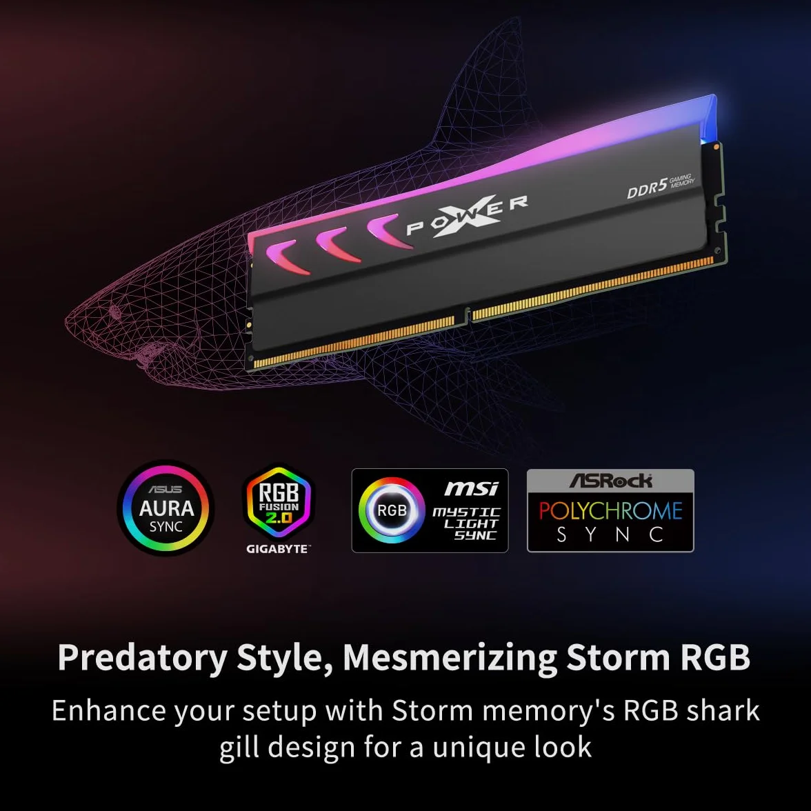 Silicon Power DDR5 32 GB (2 x 16 GB) Storm RGB 6000MT/s (PC5-48000) 288-pinowy CL36 1,35 V UDIMM moduł pamięci stacjonarnej RAM SP032GXLWU60FFDL biały