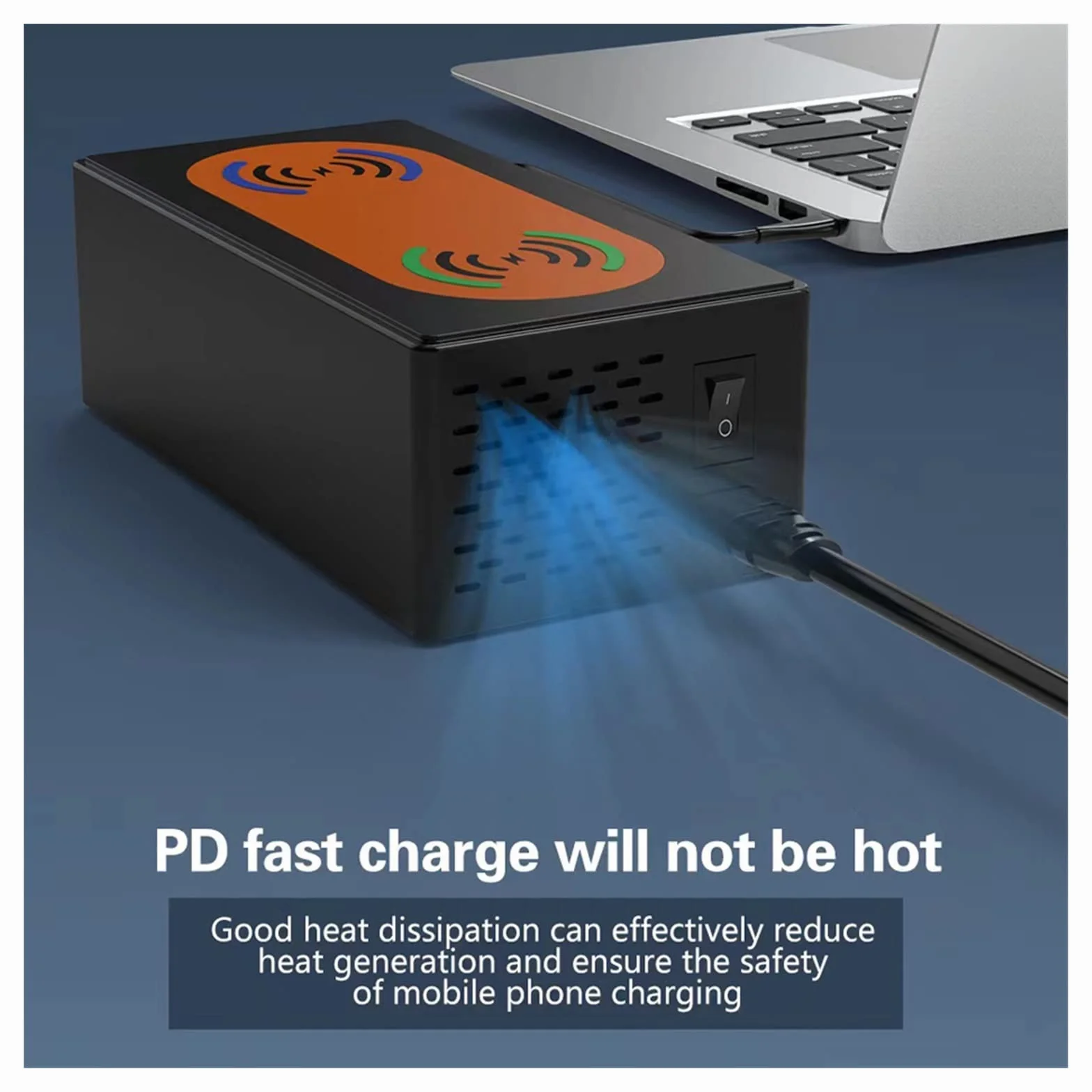 Wielofunkcyjna ładowarka USB, Stacja ładująca USB o mocy 150 W Podwójna bezprzewodowa ładowarka 6 portów typu C QC3.0 PD 65 W Szybka ładowarka USB Ładowarka do telefonu(Nero)