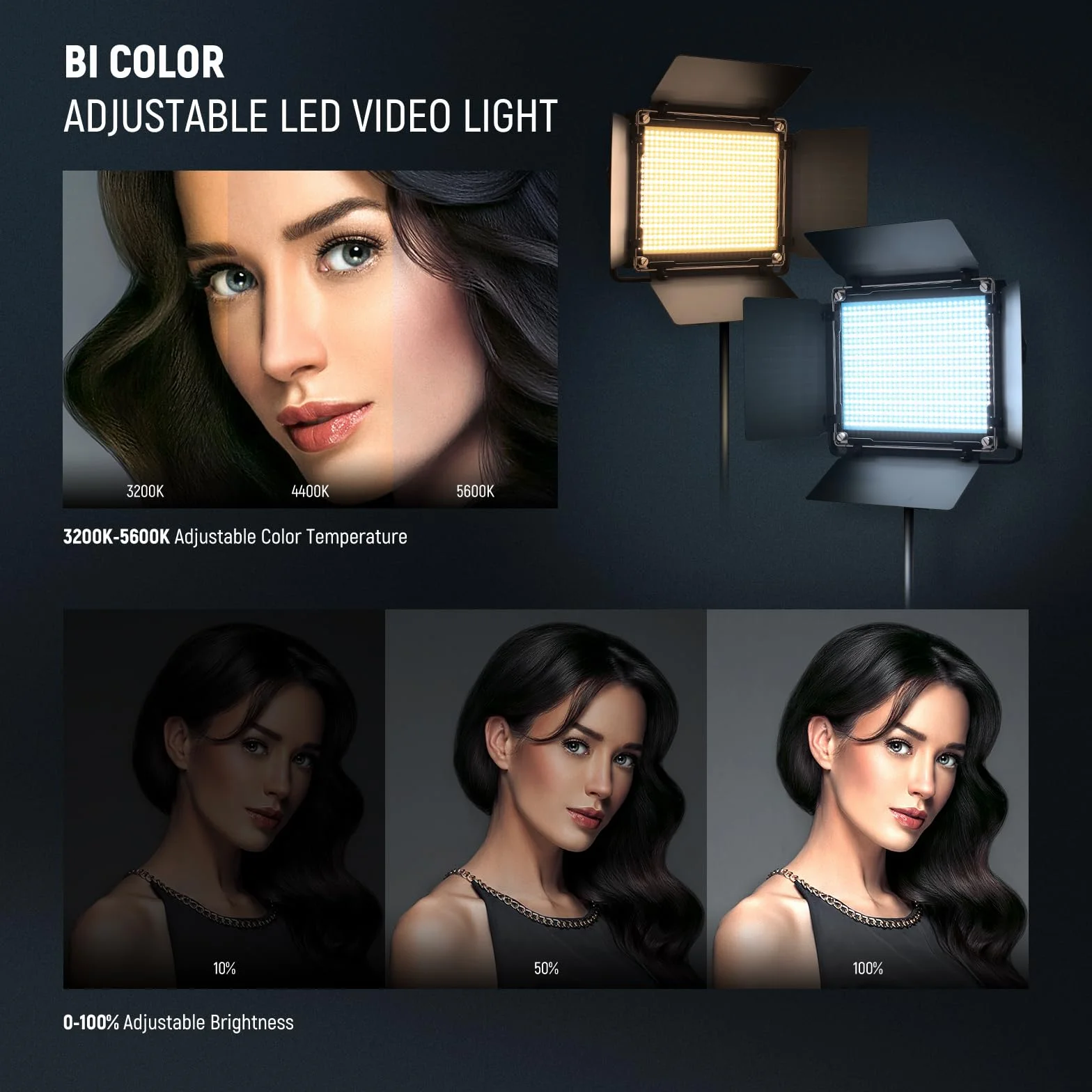 NEEWER 2 Opakowanie Bicolor 660 Panel LED Light Video & Stand Kit: 3200-5600K CRI 96+ Ściemniane ciągłe oświetlenie z U wspornikiem i Barndoor, 190cm Stojak Światła