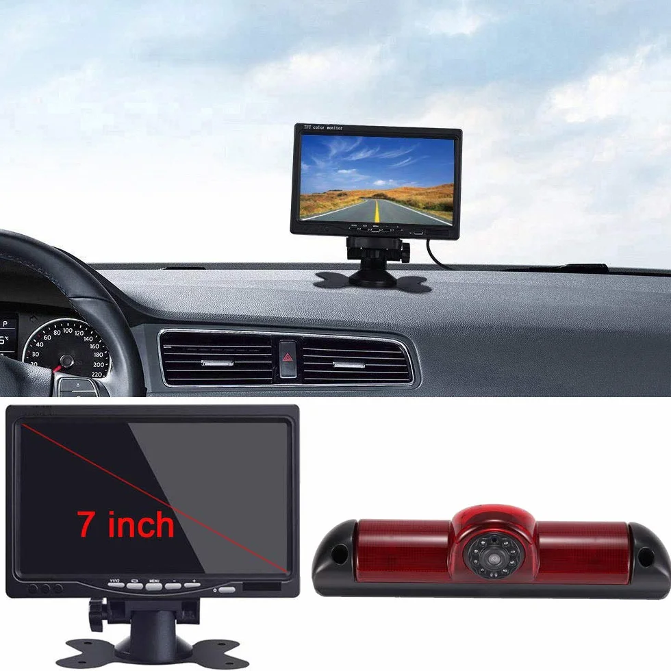 Transporter Van światło hamowania, kamera cofania, światło hamowania, kamera + wyświetlacz LCD 7", zamiennik do FIAT Ducato X250 2006/Peugeot Boxter 2006/Citroen Jumper 2006