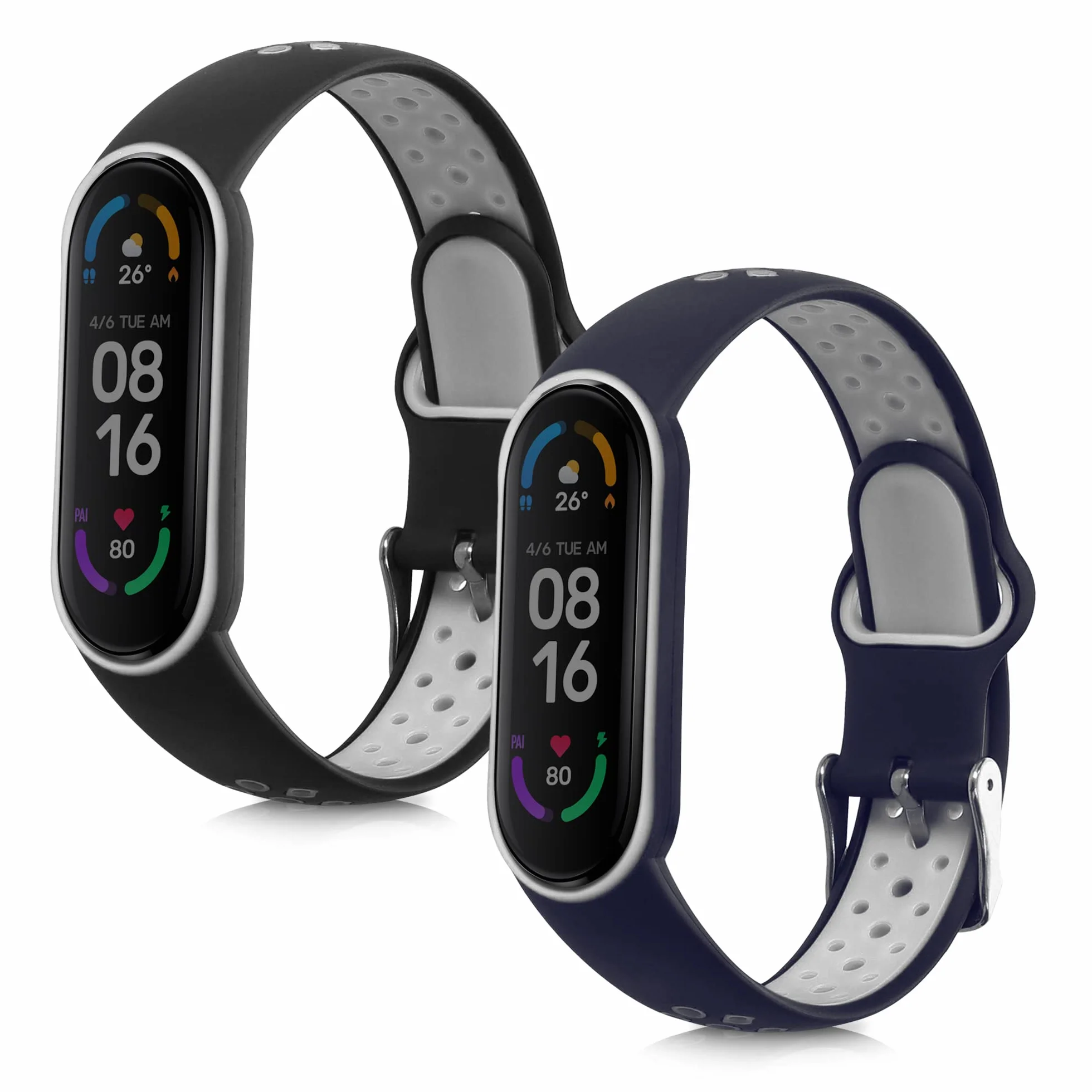 kwmobile 2 x pasek TPU silikonowa klamra kompatybilna z Xiaomi Mi Smart Band 6 / Mi Band 6 / Band 5 Pasek - paski 15,5-22 cm, L, silikon TPU
