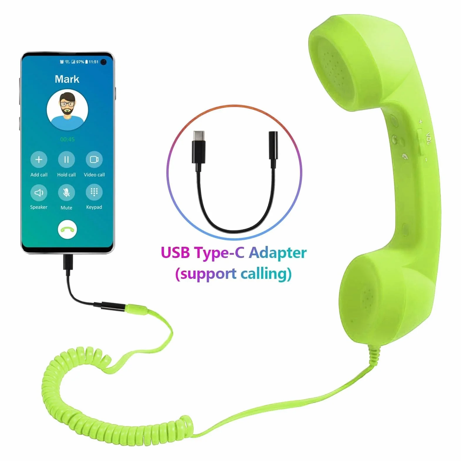 Słuchawka do Telefonu Komórkowego, Słuchawka Telefoniczna 3,5 Mm USB C Odporna na Promieniowanie, Słuchawkaa Telefonu w Stylu Retro, Ręczny Odbiornik Telefonu Komórkowego
