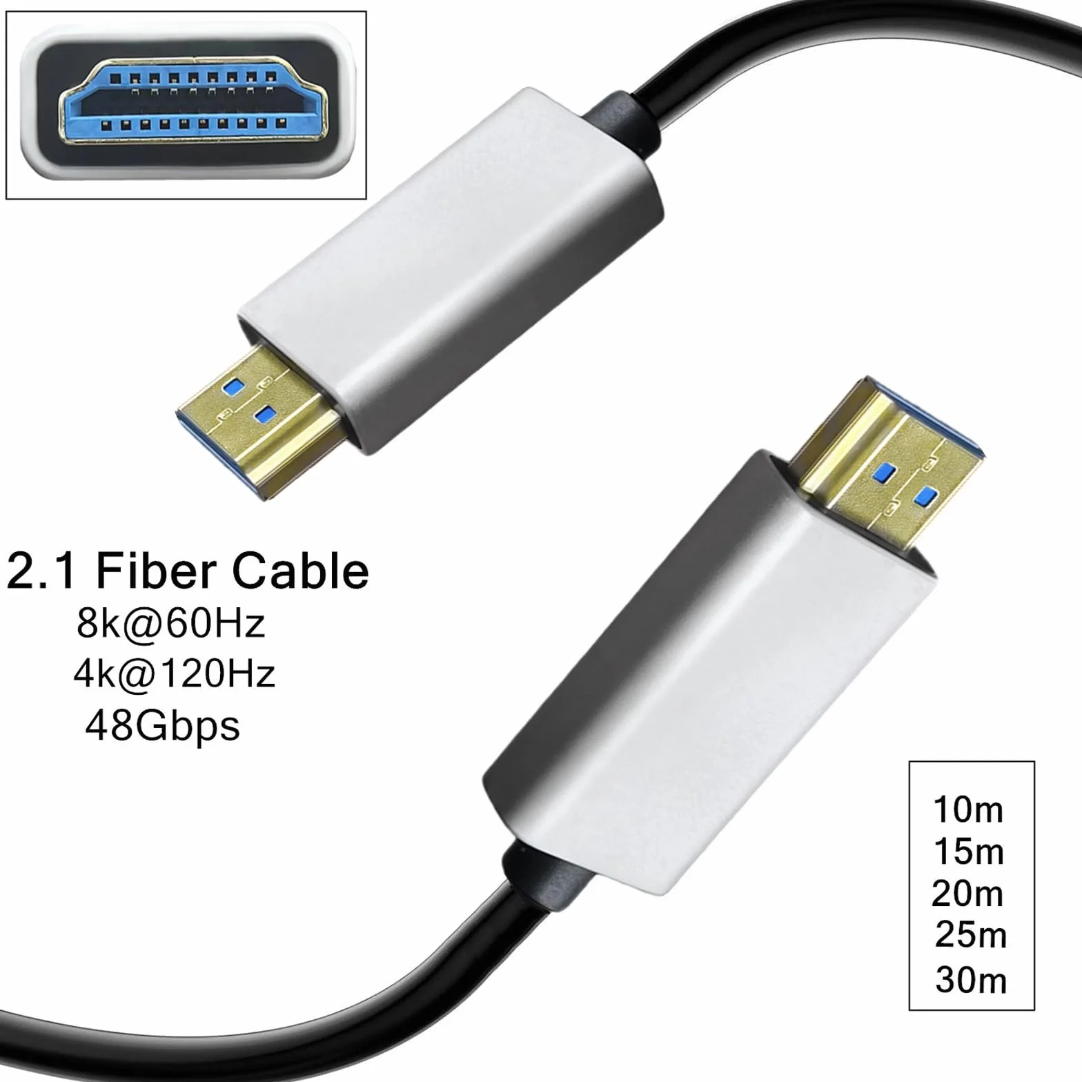 ordinarYone Kabel HDTV 8K światłowodowy kabel HDTV 2.1 8K przy 60 Hz dynamiczny 48 Gb/s, szybka prędkość do laptopa
