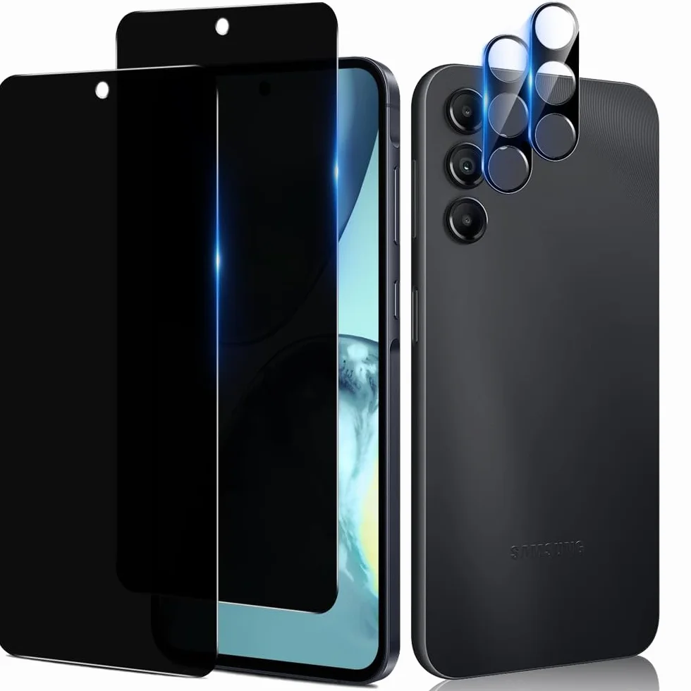 Osłona ekranu do Samsung Galaxy A35 5G 16.5 cm, ochrona ekranu ze szkła hartowanego z osłoną obiektywu aparatu, ochrona przed szpiegowaniem, odporna na zarysowania, czarna osłona do Galaxy