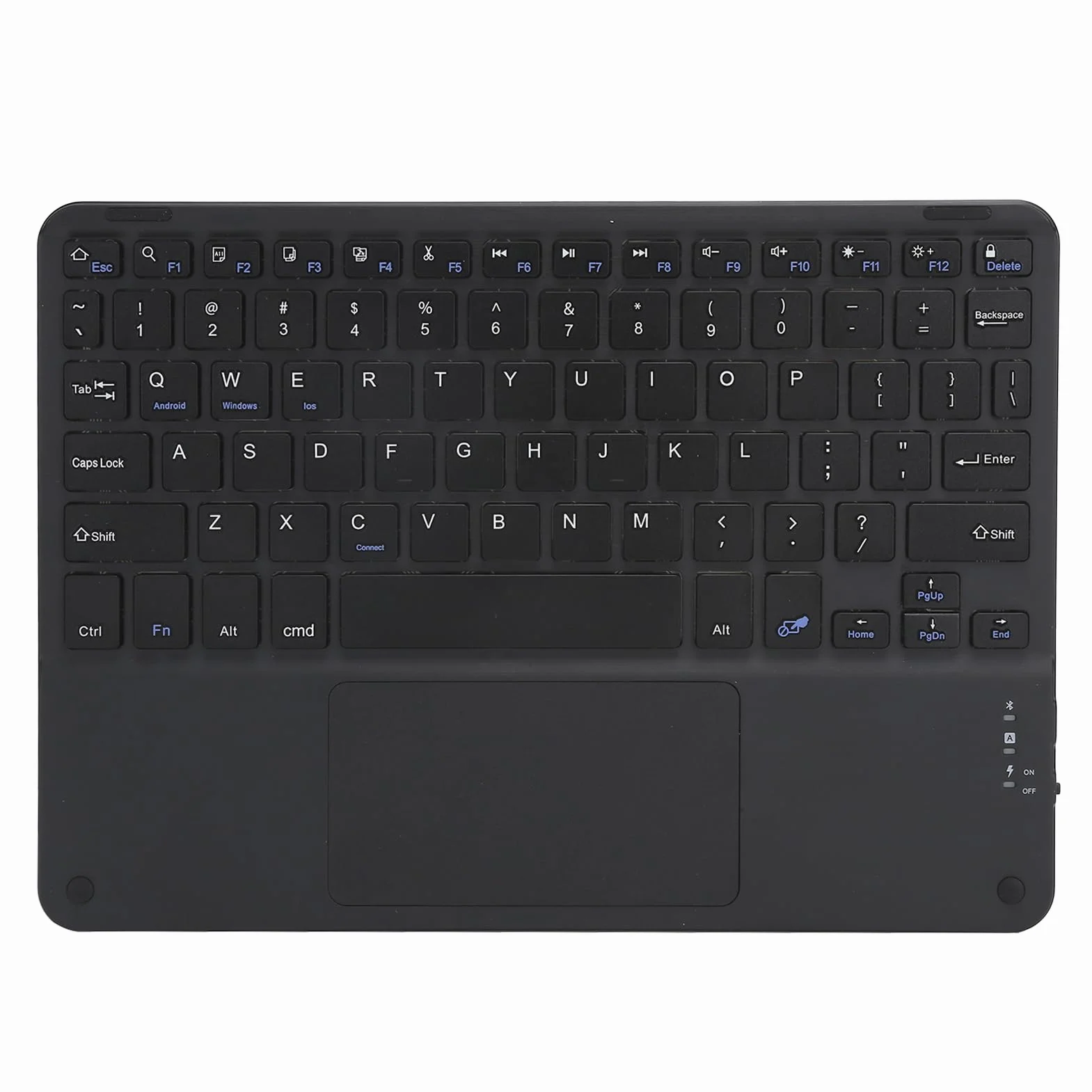 10-calowa Bezprzewodowa Klawiatura Bluetooth ze Smartfonami Touchpad, do Tabletów, Laptopów i Komputerów Stacjonarnych(czarny)