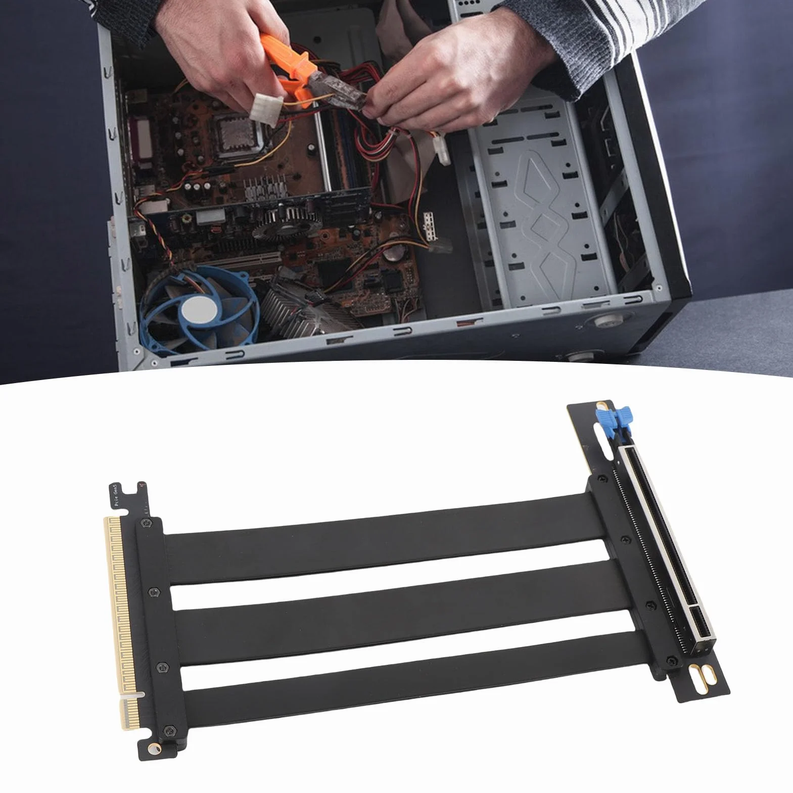 Generic Ekranowany Kabel Pionowy PCIe 5.0 X16 128 Gb/s, Zwiększona trwałość Kabla, do Systemów Chłodzenia wodą, ABS Czarny (15cm)