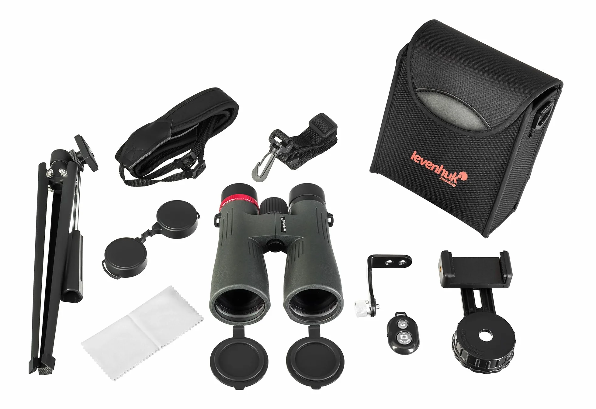Levenhuk Kelvin Snap 10x50 Fotolornetka do Smartfona, Rejestracja Zdjęć i Filmów Soczewki 50mm Uniwersalne Mocowanie Adapter na Telefon i Statyw w Zestawie Wodoodporne Do Podróży Sportu Koncertów | Rejestracja Zdjęć i Filmów Uniwersalne Mocowanie Adapter