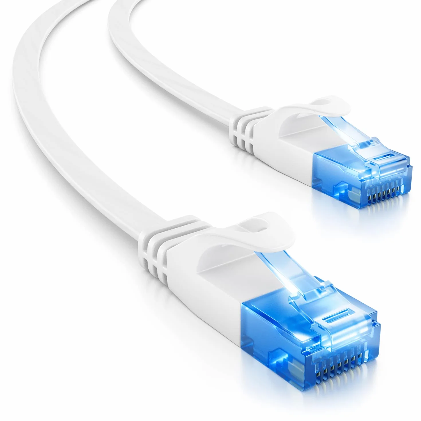 deleyCON 20m CAT6 Płaski Kabel Sieciowy Gigabit LAN RJ45 Ethernet Biały