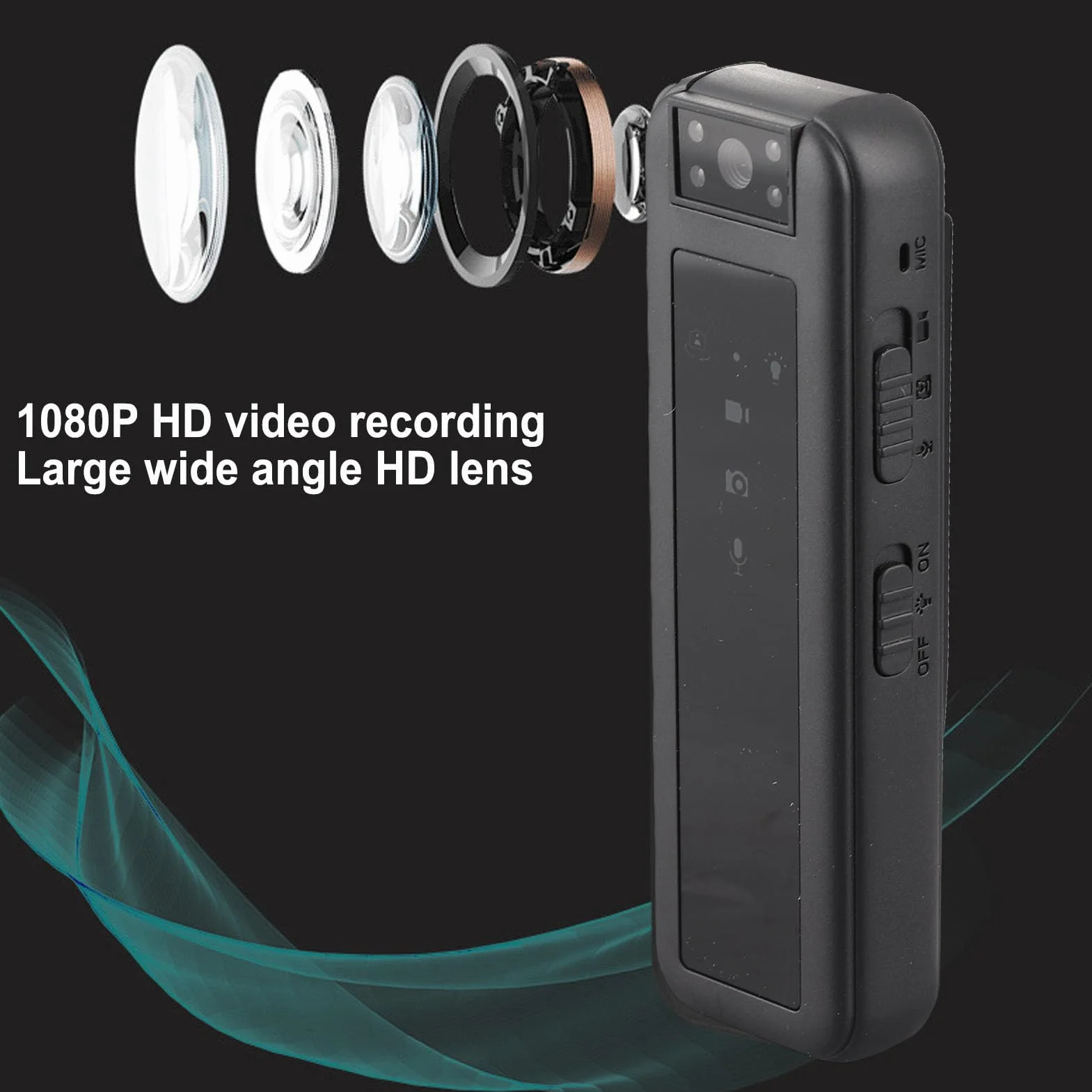 Mini Kamera na Ciało, Wielofunkcyjna Kamera Noktowizyjna 1080P Poręczna Przenośna Kamera, Kamera z Tylnym Klipsem, do Biura Biznesowego Sporty na świeżym Powietrzu