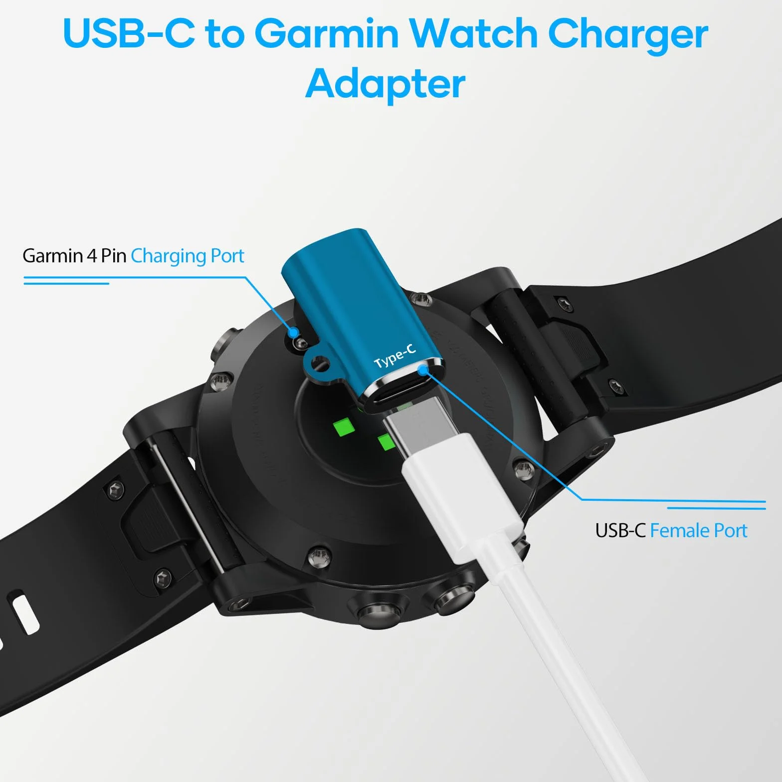 Adapter kabla ładowania USB C do Garmin Watch 4 Pack – Złącze danych do Garmin Fenix 8/7/6 Pro Solar, Vivoactive 6/5/4S, Venu 4/3/3S SQ, Forerunner 165/55/970/965/265/170/70, Instinct 3, Epix 2