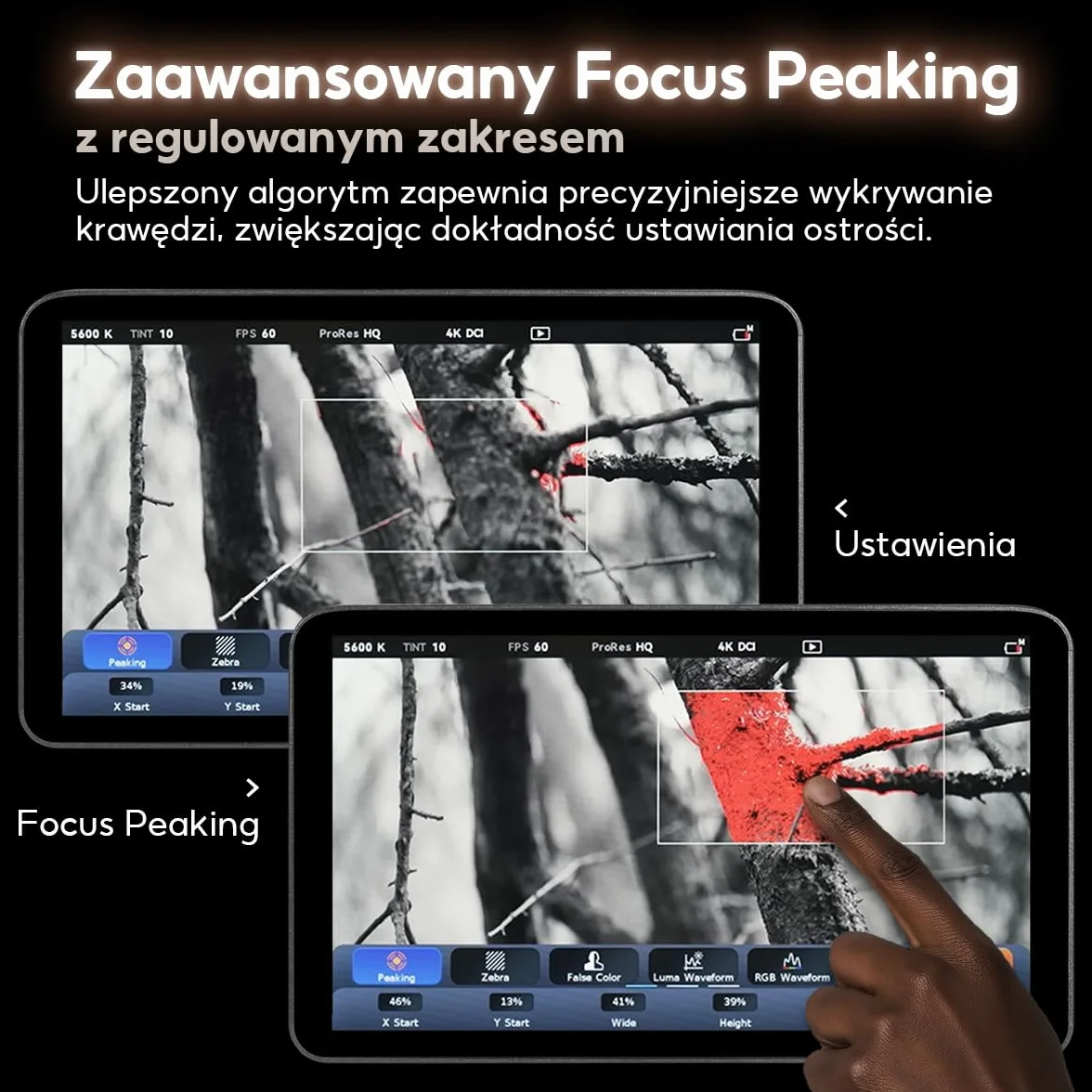 Portkeys LH7P Monitor Polowy 7 Cali 1000 nitów, Ekran Dotykowy, 4K HDMI z 3D LUT, Sterowanie Bezprzewodowe, Kształt Fali Luma, Fałszywy Kolor, Kompatybilny z BMPCC