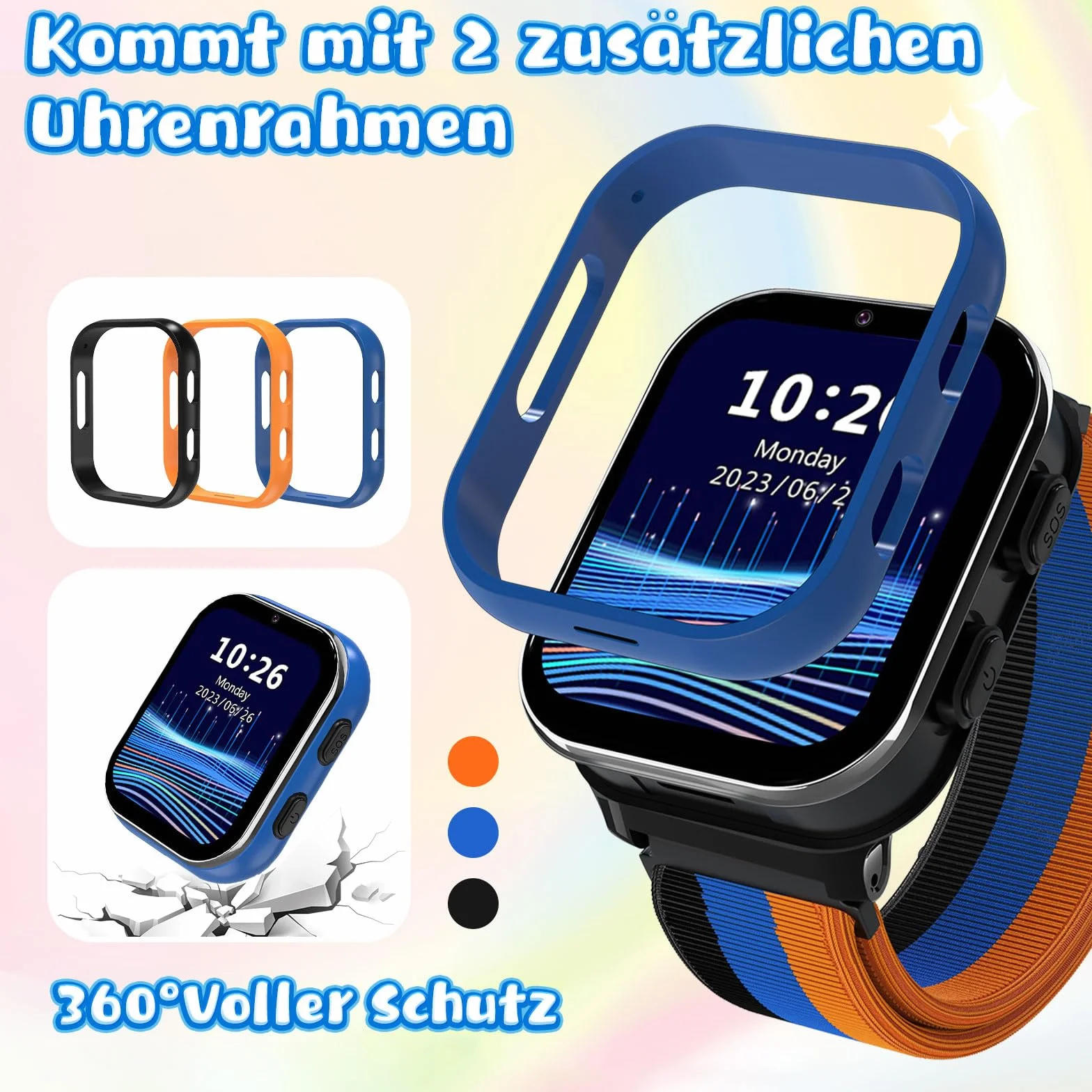 PTHTECHUS Smartwatch dla dzieci 4G, zegarek dziecięcy z funkcją połączenia telefonicznego, kilka stylów pulpitu do wyboru, dwukierunkowe połączenia, aparat, MP3, SOS, karta edukacyjna, prezent dla