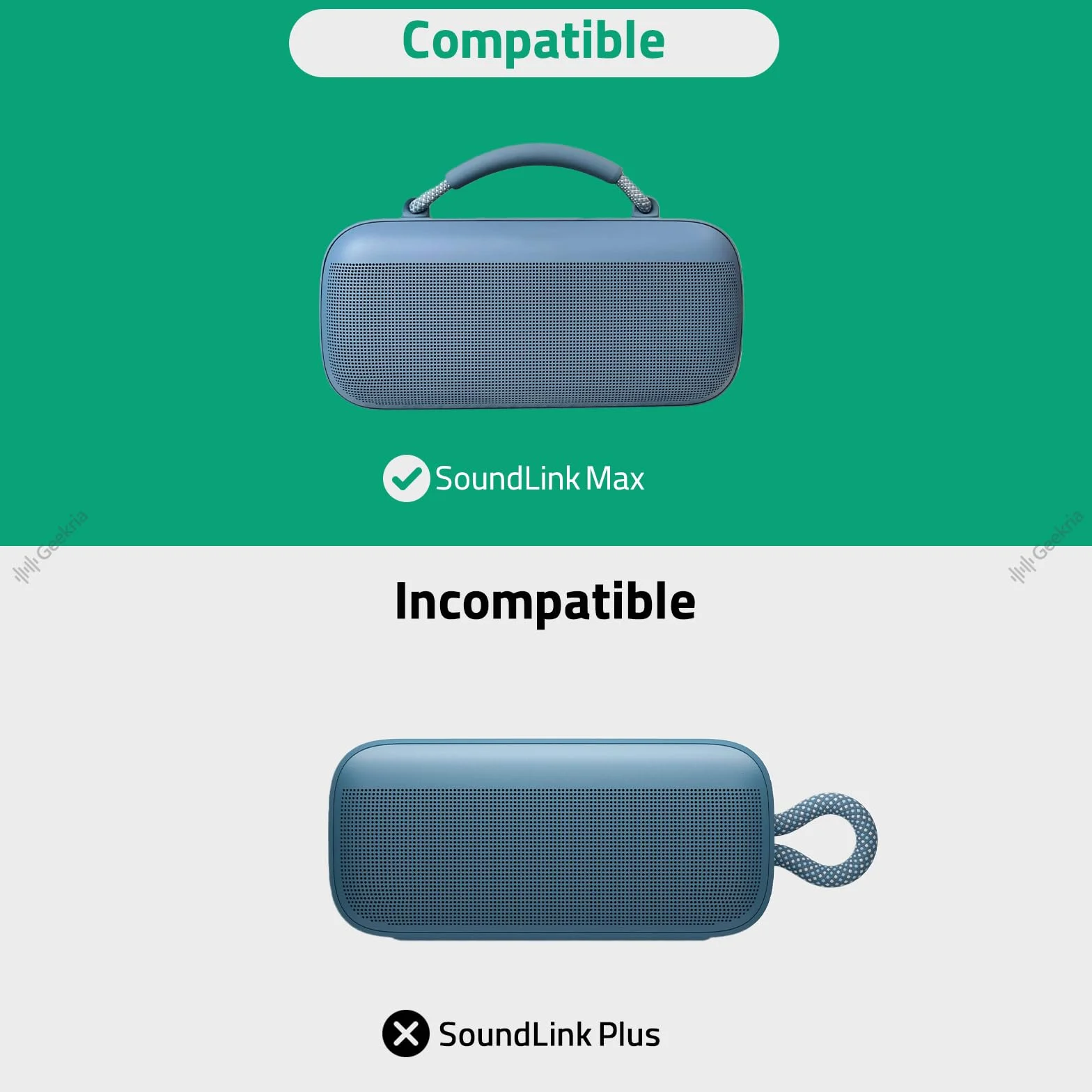 Geekria Silikonowe etui na głośnik kompatybilne z Bose SoundLink Max, ochronna miękka skóra, zamiennik przenośnych głośników, rękaw podróżny z paskiem na ramię (niebieski)