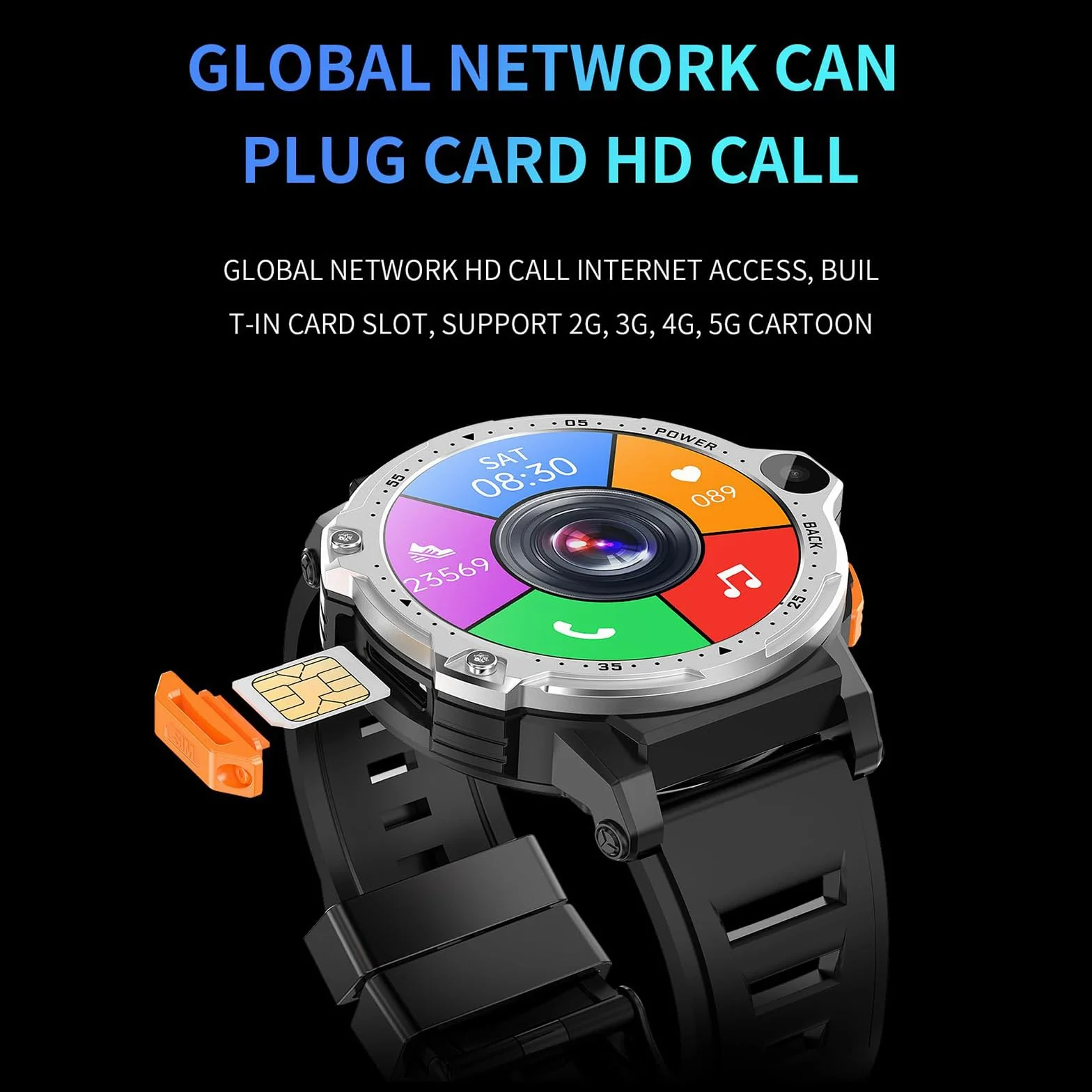 Sportowy inteligentny zegarek 4G, Android 8.1 SIM, z podwójną kamerą, pulsometrem, nawigacją GPS, trybami Multi-Sport, płatność offline, prezenty dla mężczyzn