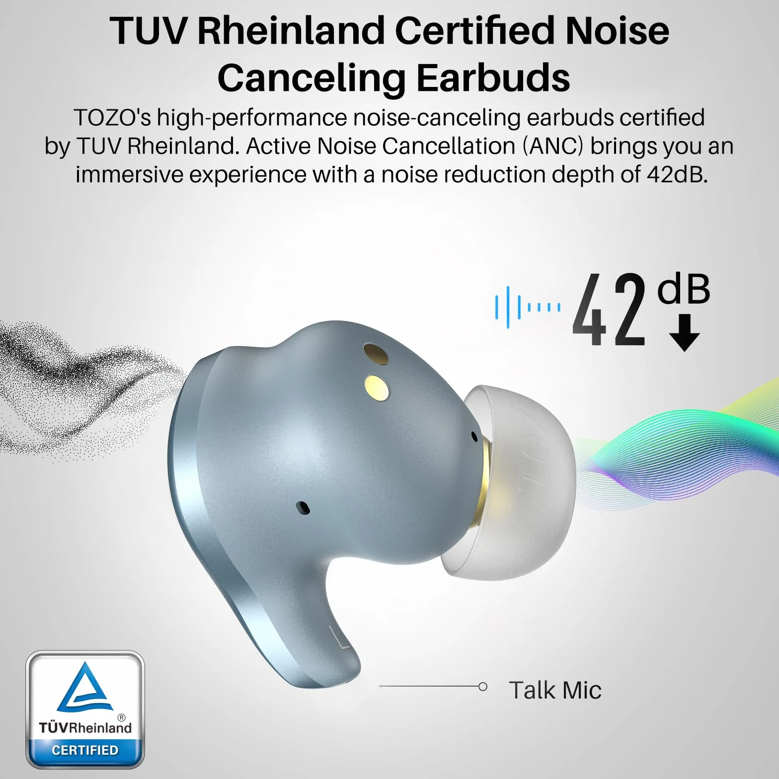 TOZO Golden X1 Bezprzewodowe słuchawki douszne Bluetooth, przetwornik Balanced Armature Driver i hybrydowy przetwornik dynamiczny OrigX Pro, LDAC i redukcja szumów Hi-Res Audio, Niebieski