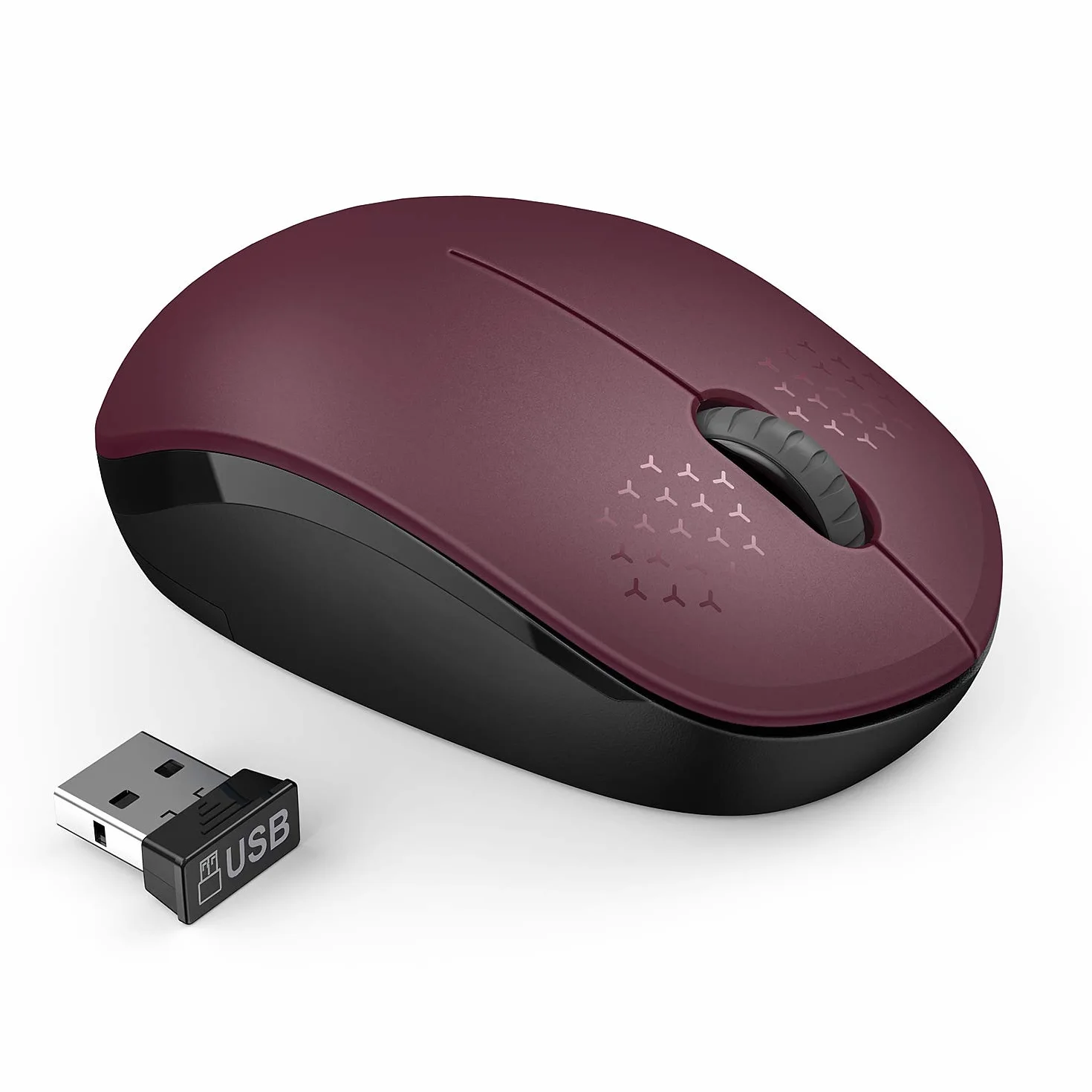 seenda Bezprzewodowa mysz, 2,4 G, bezgłośna mysz z odbiornikiem USB, przenośna mysz komputerowa do komputera, tabletu, laptopa, czerwona i czarna