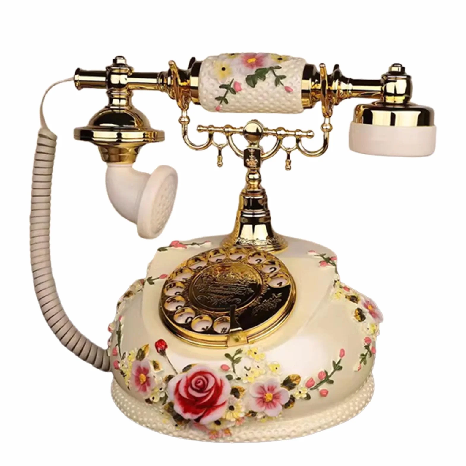 Zabytkowy telefon stacjonarny z obrotową tarczą, antyczny telefon dekoracyjny do domu, biura, hotelu