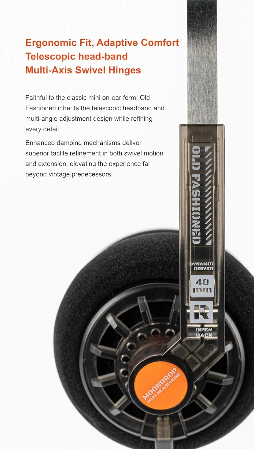 Moondrop Staromodne słuchawki nauszne 40 mm z 2-pinowymi słuchawkami 0,78 mm z otwartym tyłem (gniazdo USB-C)
