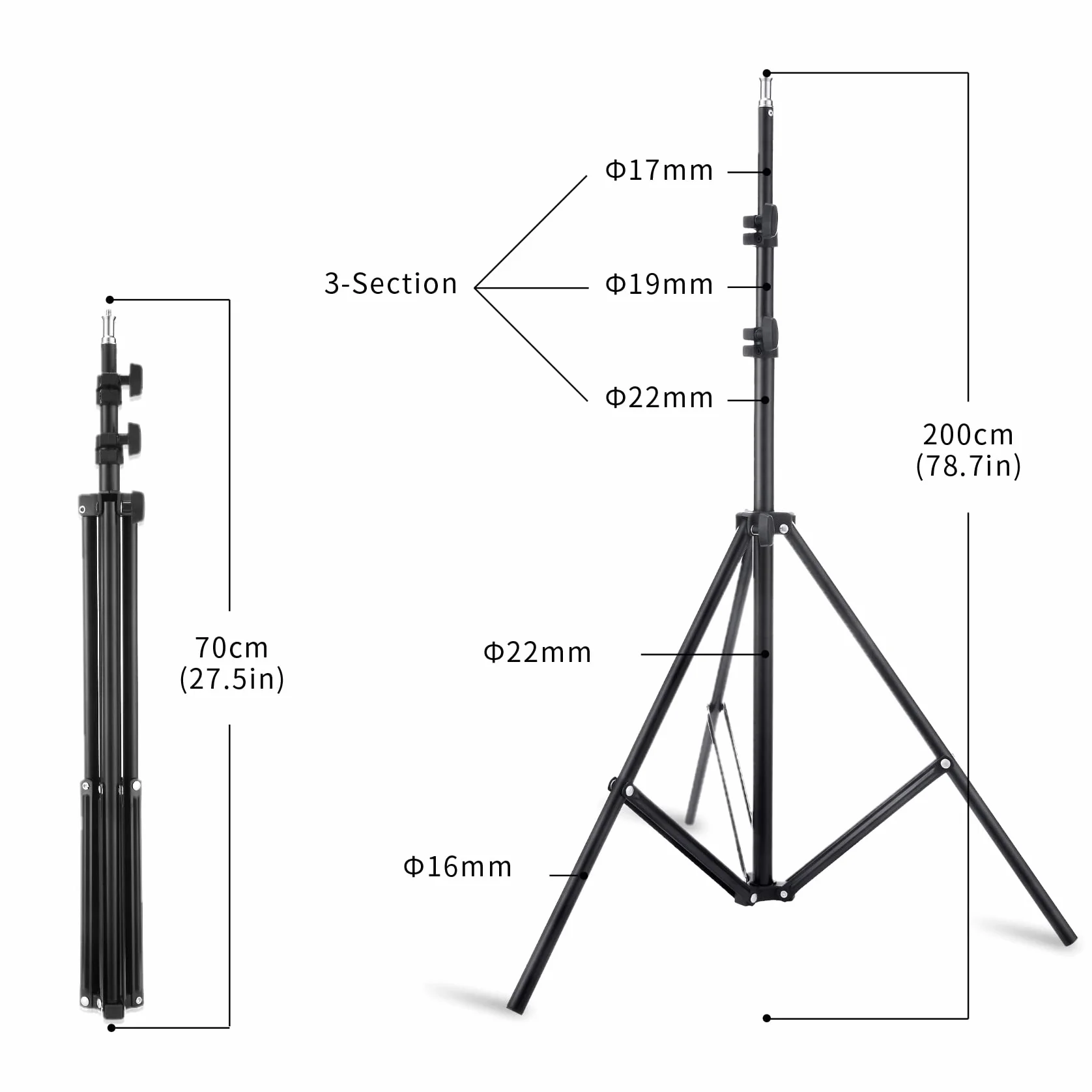 Selens Stojak VR 2 szt. 200 cm regulowany statyw oświetleniowy + mocowanie głowicy kulowej 1/10.2 cm + zestaw klipsów do wiązki przewodów, statyw ze stopu aluminium do HTC Vive, VR, gier, wideo