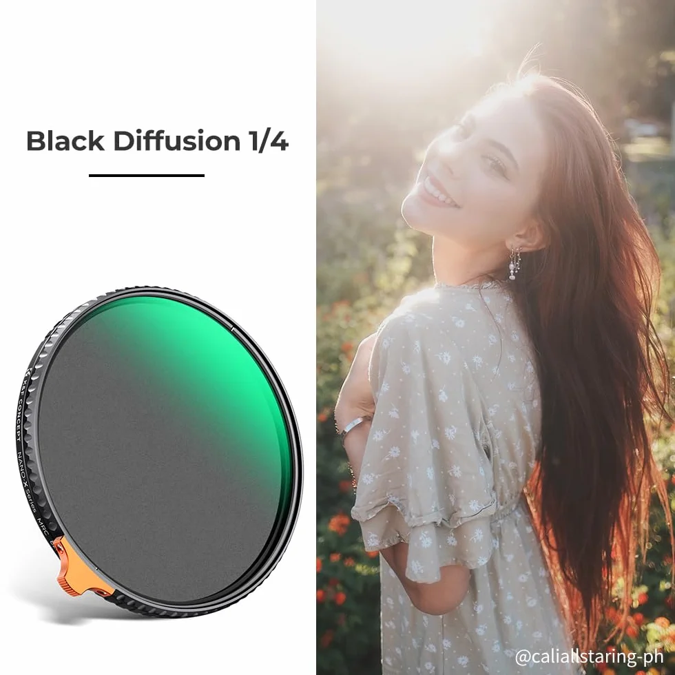K&F CONCEPT 52 mm 1/4 czarna mgiełka i zmienne filtry ND2-32, wielofunkcyjne czarne dyfuzji, regulowane filtry ND 2 w 1, neutralna gęstość do obiektywu DSLR