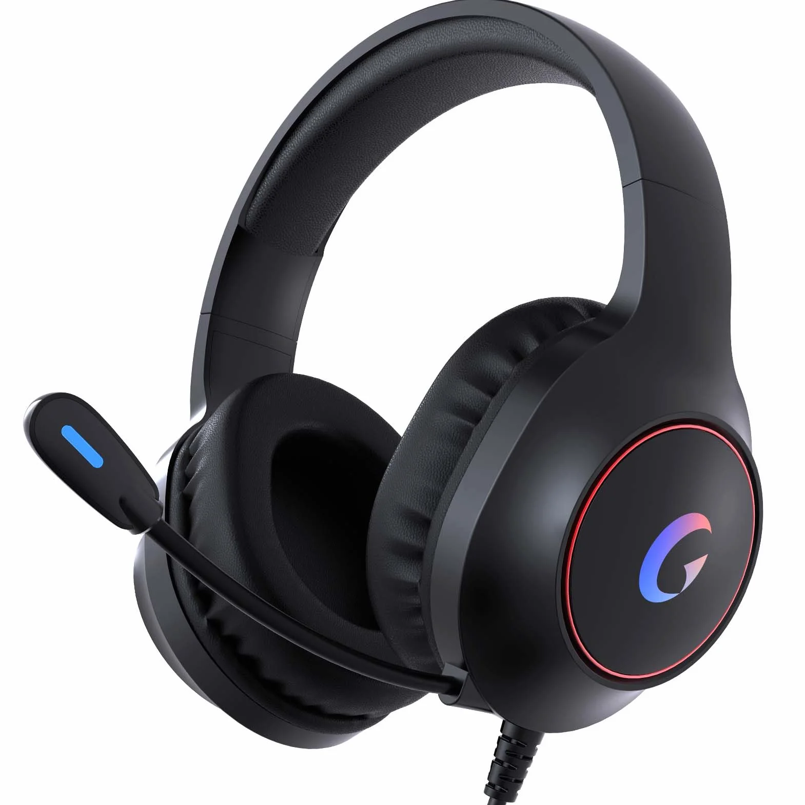syndesmos CM7002 Zestaw słuchawkowy gamingowy do serii Xbox, PS5, PS4, PC, Mac, Switch, dźwięk przestrzenny, światło RGB z mikrofonem z redukcją szumów, dynamiczne sterowniki 50 mm, gniazdo audio 3,5