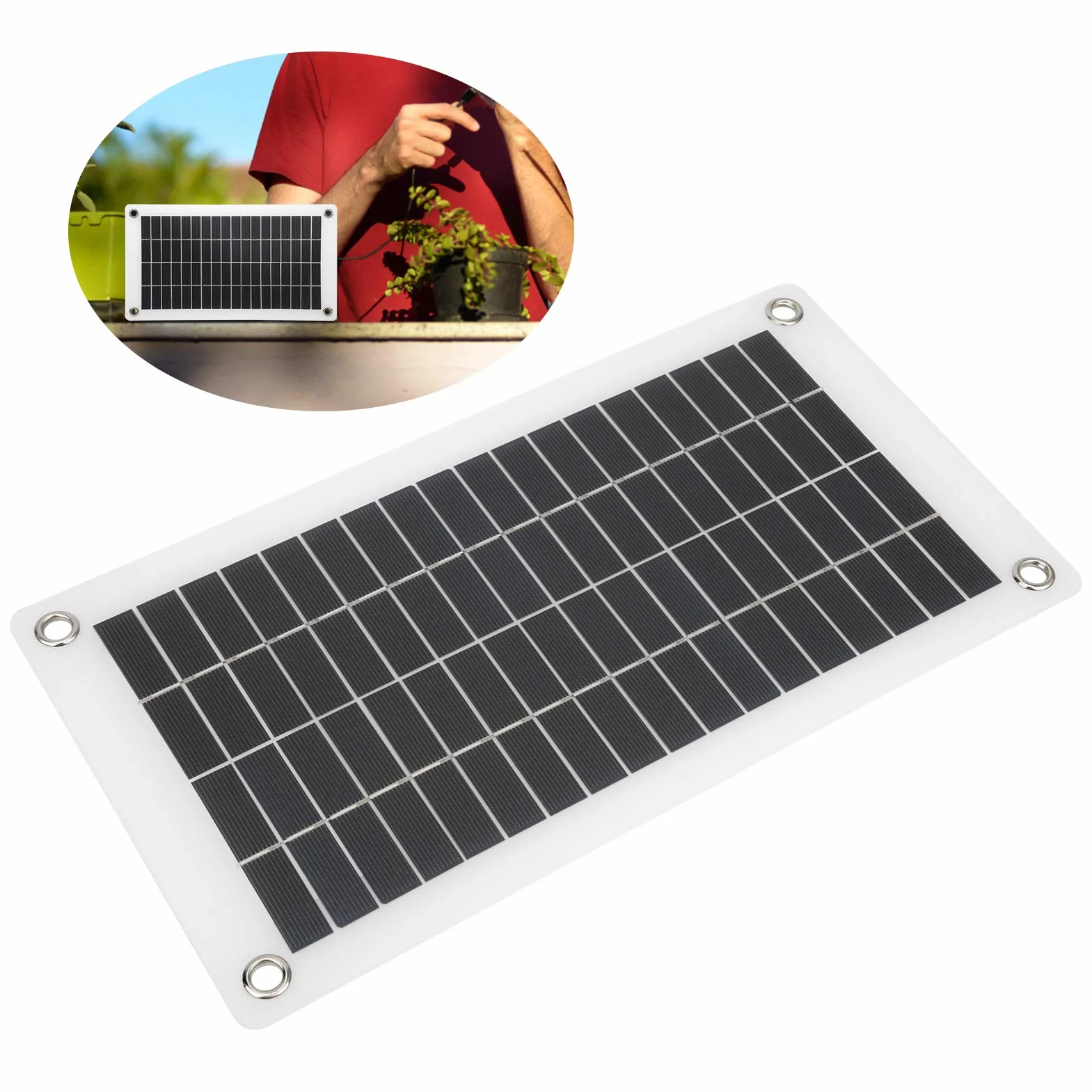 Moduł ogniw słonecznych 10 W 18 V Ładowarka do telefonu 12 V Półelastyczna Podwójne wyjście USB DC Lekka przenośna ładowarka do paneli słonecznych z polikrzemu