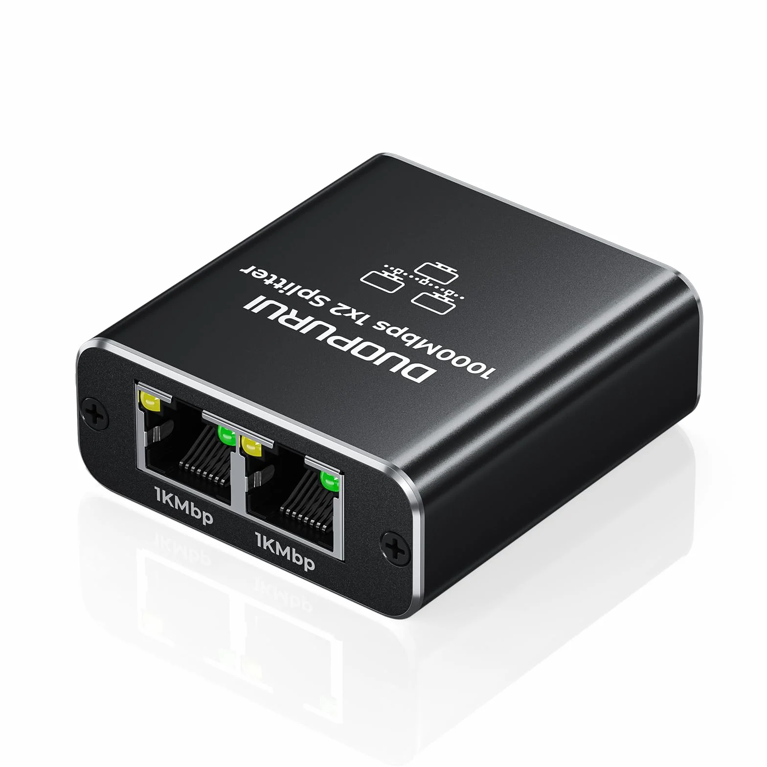 Rozdzielacz Ethernet 1 do 2 1000 Mb/s szybki rozdzielacz sieciowy, rozdzielacz LAN, 2 porty z kablem zasilającym USB, do kabla Cat 5/5e/6/7/8 [2 urządzenia jednoczesne połączenie sieciowe