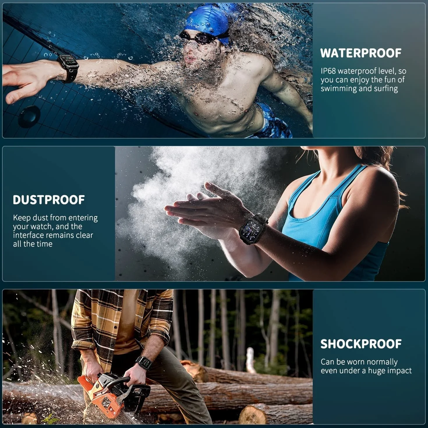 Inteligentny zegarek dla mężczyzn IP68 Wodoodporne połączenia (odbieranie/wybieranie połączeń) 1,83 '' Zegarek fitness Tracker Tactical dla Androida iOS Outdoor Sports (Color : Black)