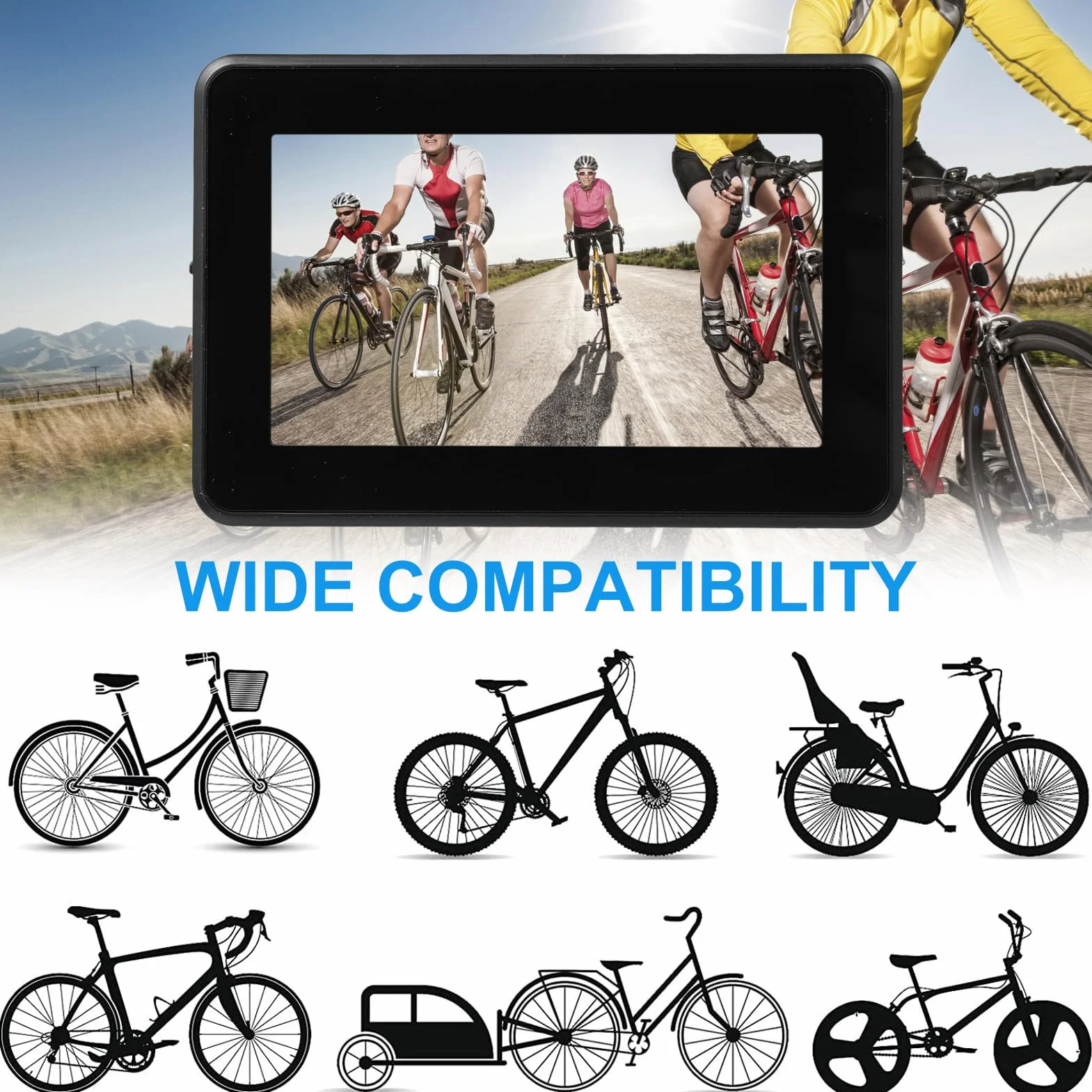 ZJchao Rowerowa Kamera Tylna z Wyświetlaczem 4,3 Cala, Noktowizorem 1080P i Szerokim Kątem 110°, Regulowanym Uchwytem na kierownicę do Rowerów Górskich i Szosowych