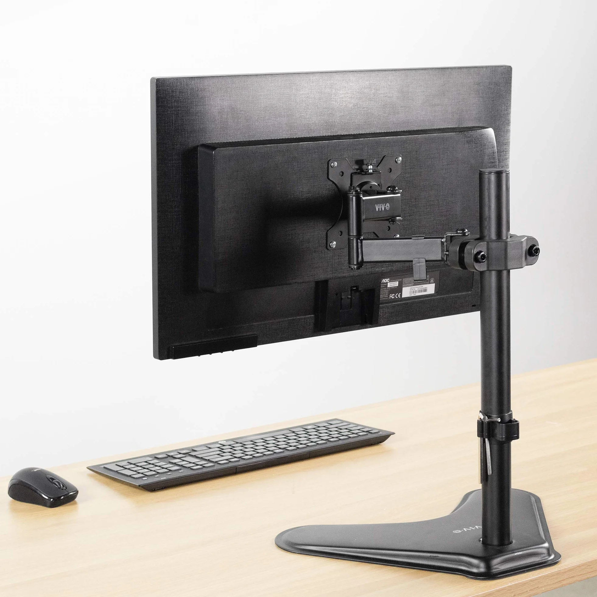 VIVO Stalowe uniwersalne ramię monitora Full Motion ze zdejmowaną płytą VESA 75 mm i 100 mm, pasuje do ekranów o przekątnej od 17 do 32 cali, czarne, MOUNT-POLE01A