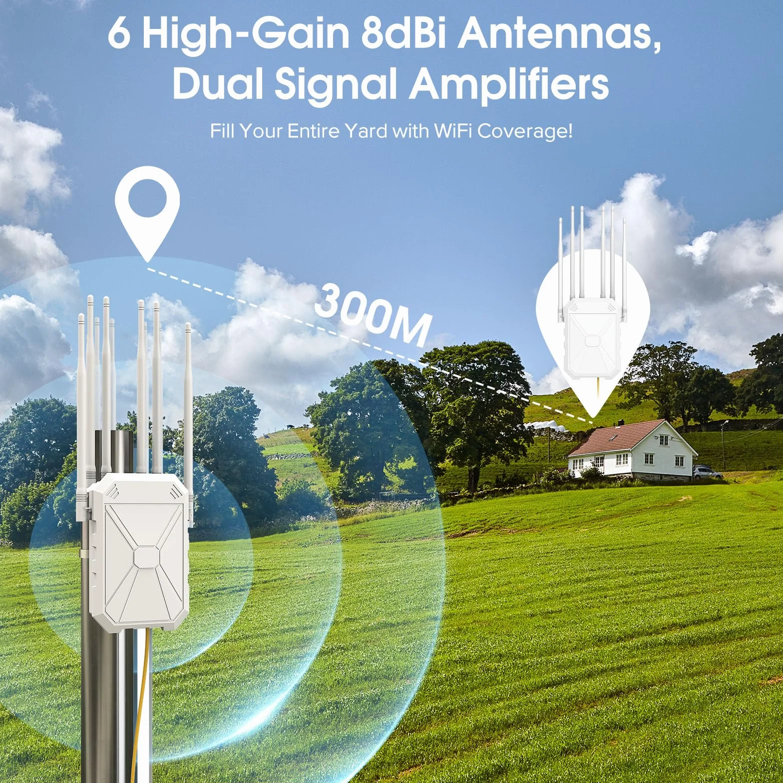 AX1800 Wzmacniacz WiFi 6 zewnętrzny, odporny na warunki atmosferyczne IP67, pasywny PoE, odpowiedni do użytku na podwórku