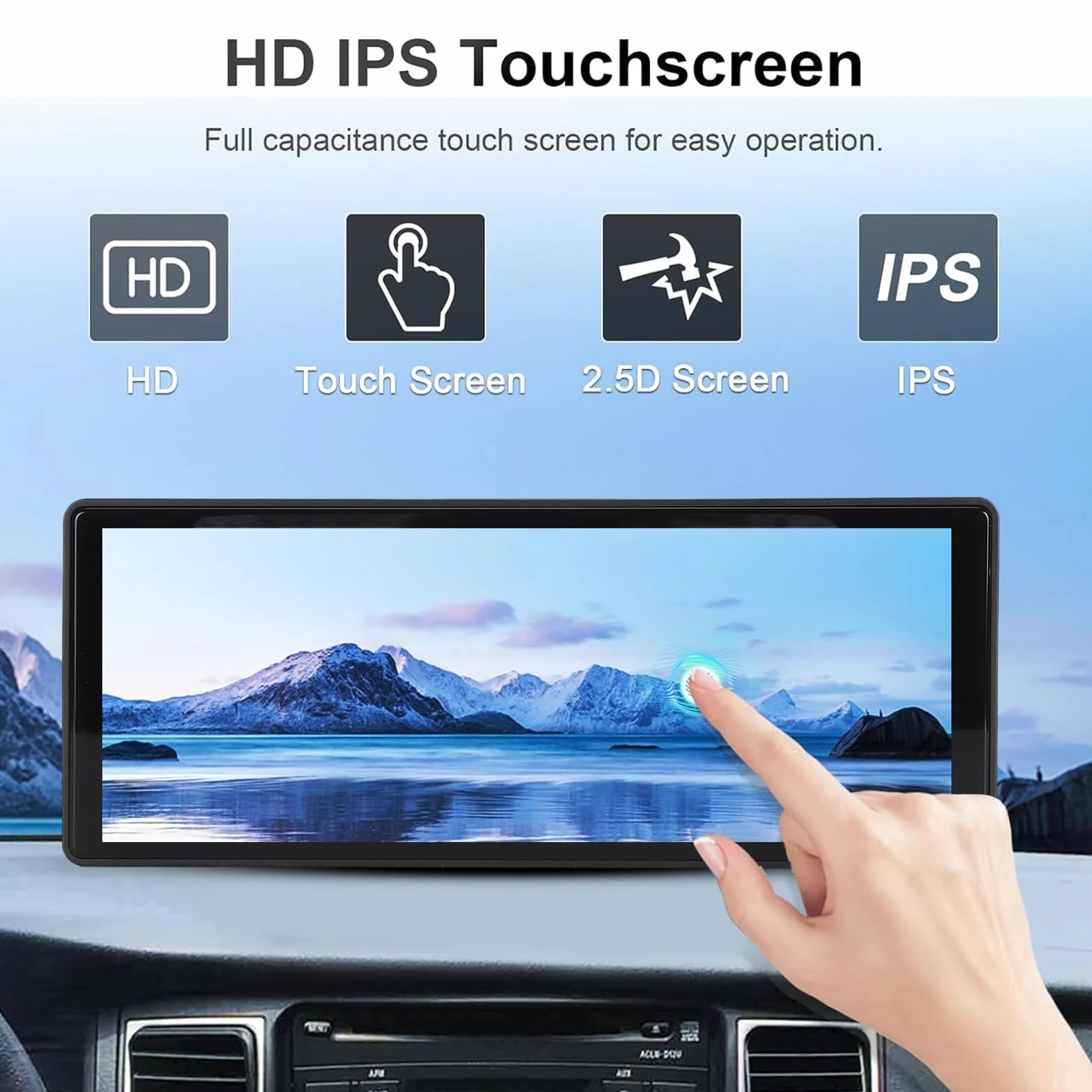 Bezprzewodowy Samochodowy Zestaw Stereo o Przekątnej 10,26 Cala do CarPlay dla Systemu Android, Przenośny Odtwarzacz Multimedialny z Ekranem Dotykowym IPS i kamerą Cofania 1080p,