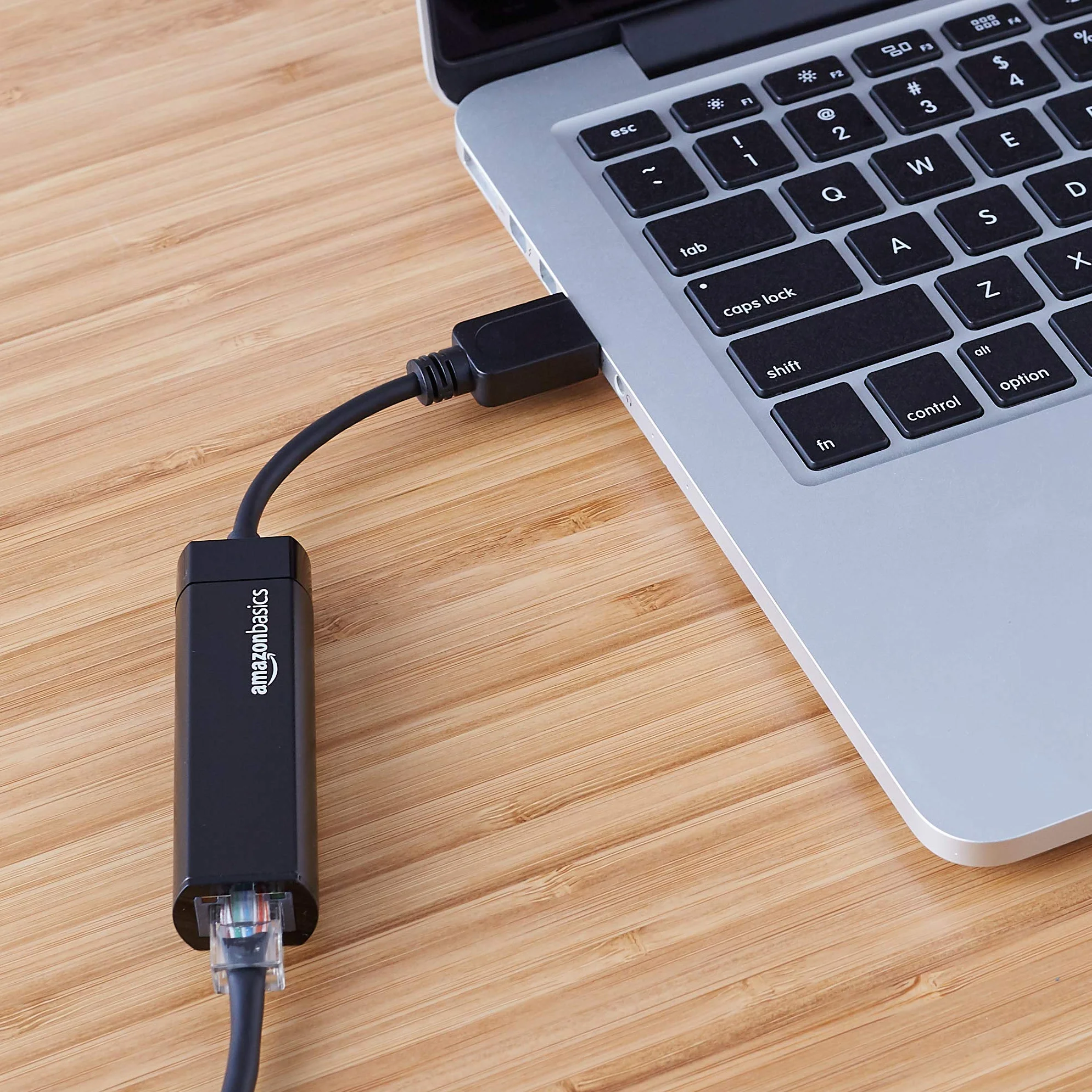 Amazon Basics Adapter sieciowy z USB 3.0 do Ethernet Gigabit z prędkością 10/100/1000 Mbps, kolor czarny, 1 sztuka
