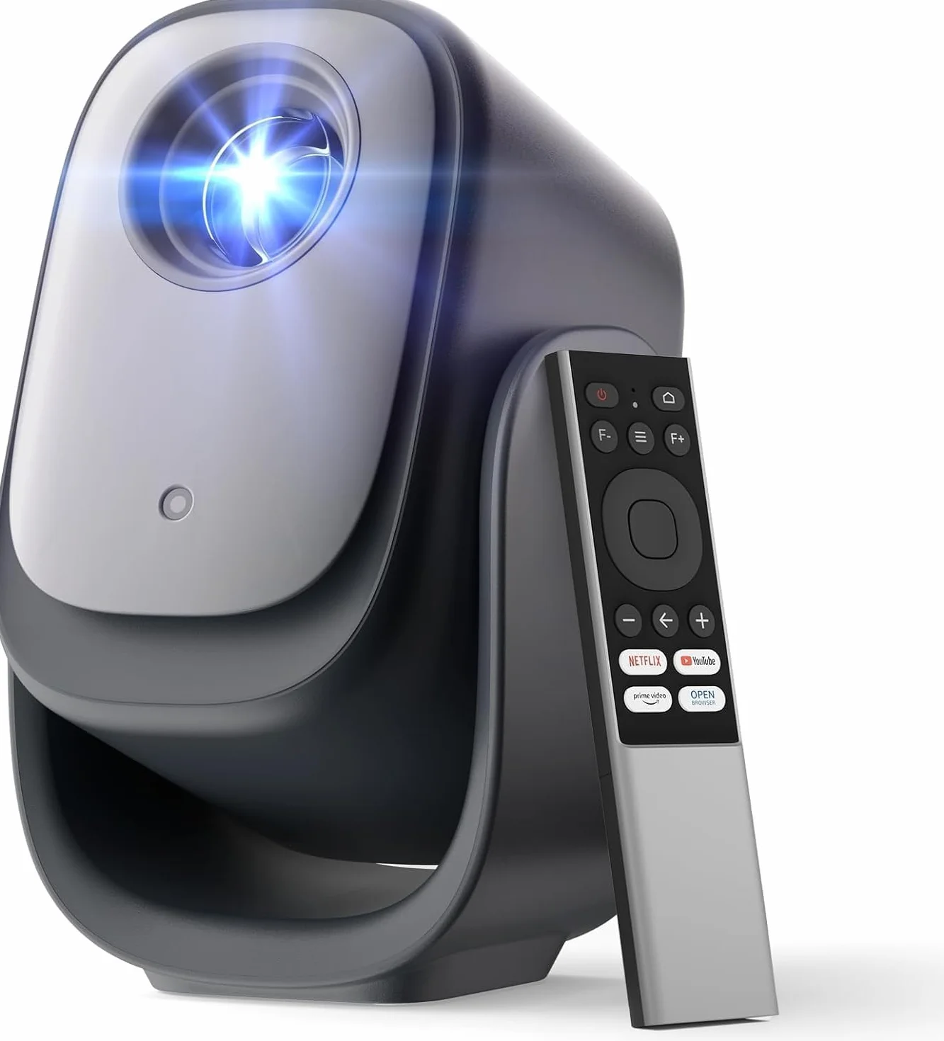 Dangbei N2 Mini projektor do sypialni, inteligentny projektor przenośny ze stojakiem obrotowym o 190°, oficjalny projektor domowy Netflix 1080P, projektor wideo z WiFi i Bluetooth do HD na zewnątrz