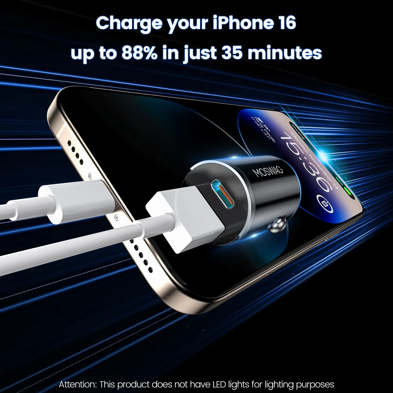 MOSWAG Mini dwuportowa ładowarka samochodowa, QC 3.0 USB-C i USB-A, ładowarka do zapalniczki samochodowej 18 W z ochroną przed przeładowaniem