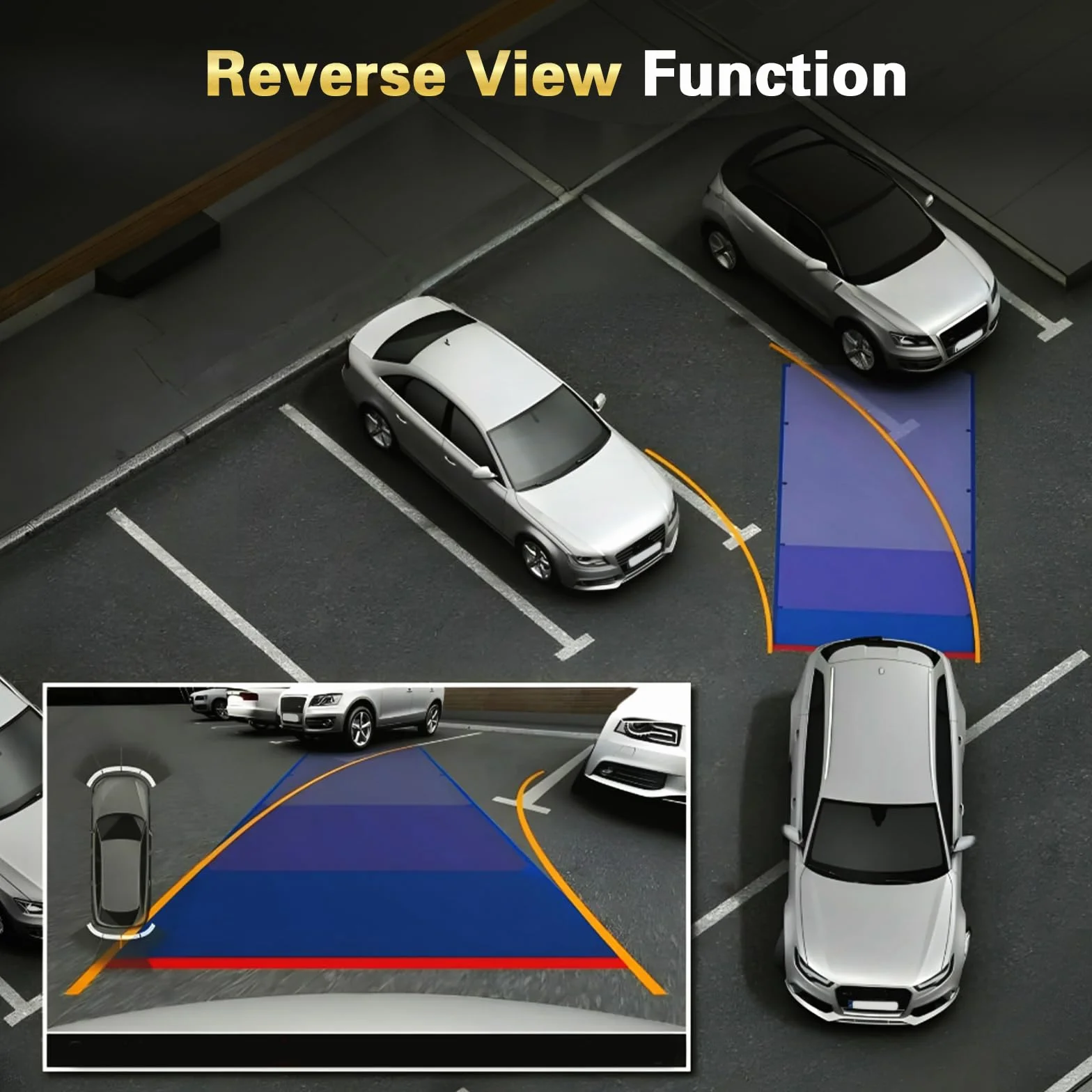 Rejestrator jazdy samochodem Inefala z przednią kamerą HD 1080P z 3 kamerami, kartą SD 64G, 4-kanałowym G-Sensor Nagrywanie w pętli wykrywania ruchu Jazda 24 godziny w trybie parkowania