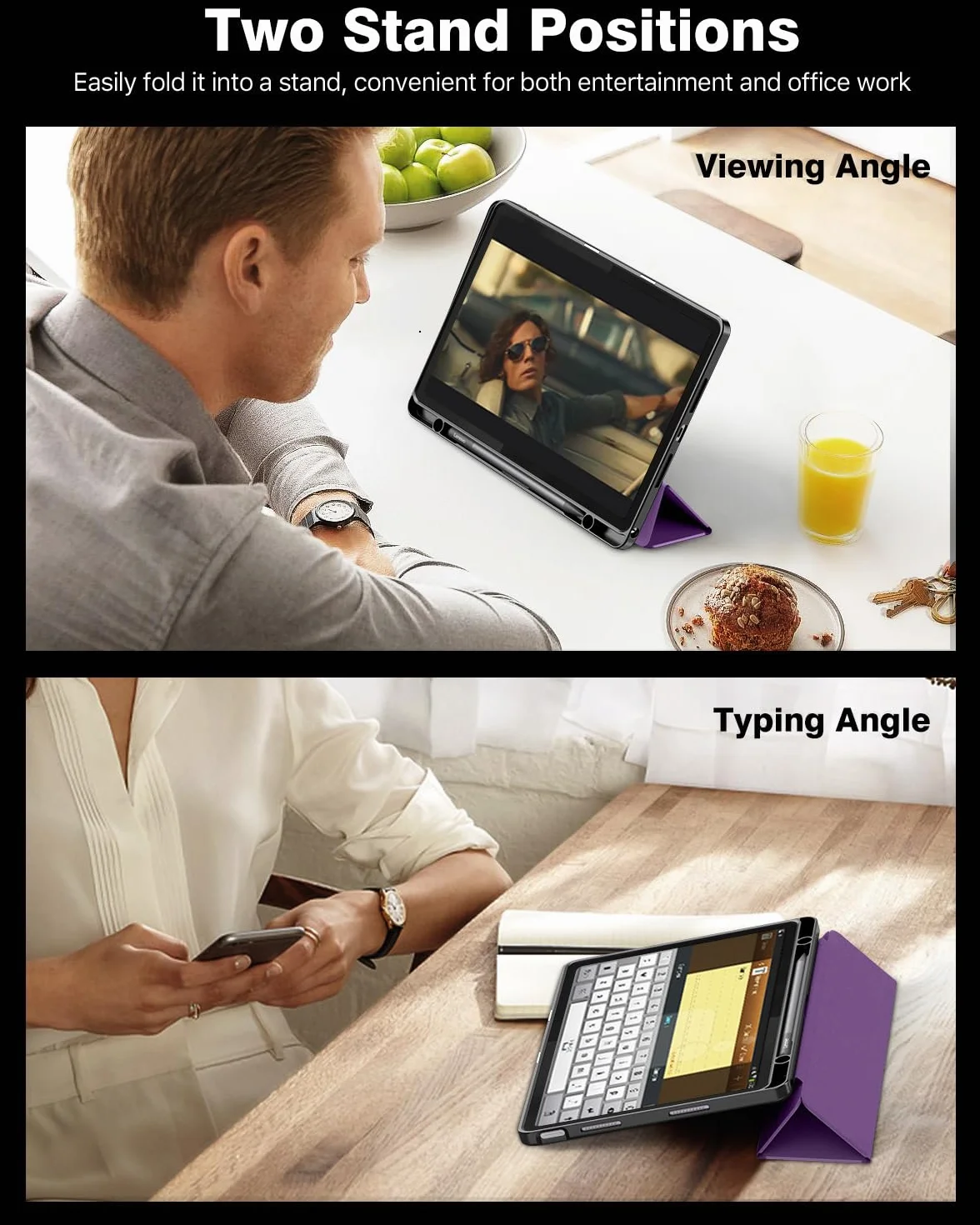 TiMOVO Etui do Lenovo Idea Tab 11 cali 2025 TB-336ZU/336FU z uchwytem na długopis, cienkie etui ochronne z miękkim tyłem TPU, funkcją automatycznego uśpienia/budzenia, Głęboki fiolet
