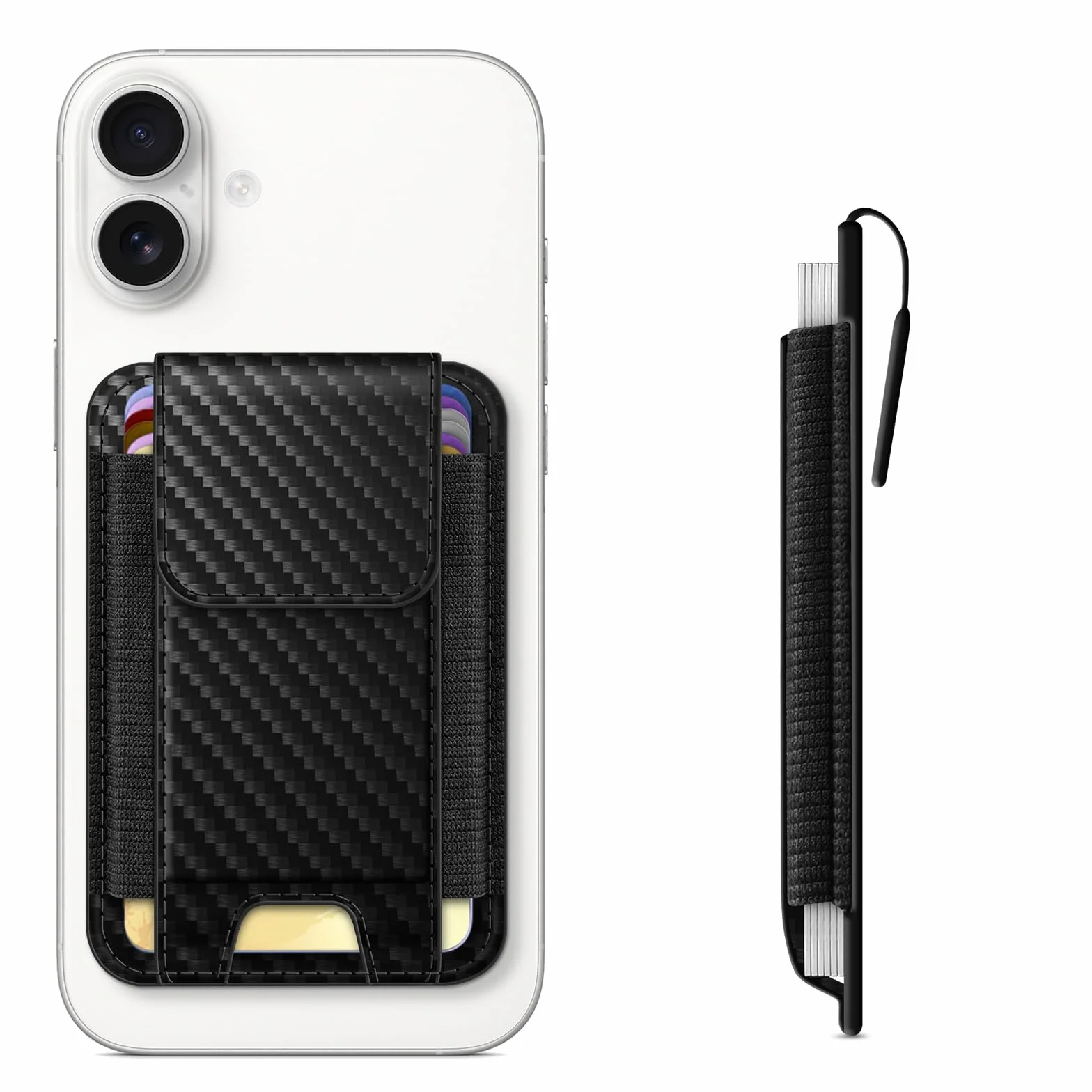CaseBot Magsafe Wallet magnetyczny uchwyt na karty iPhone 16/15/14/13/12 RFID włókno węglowe