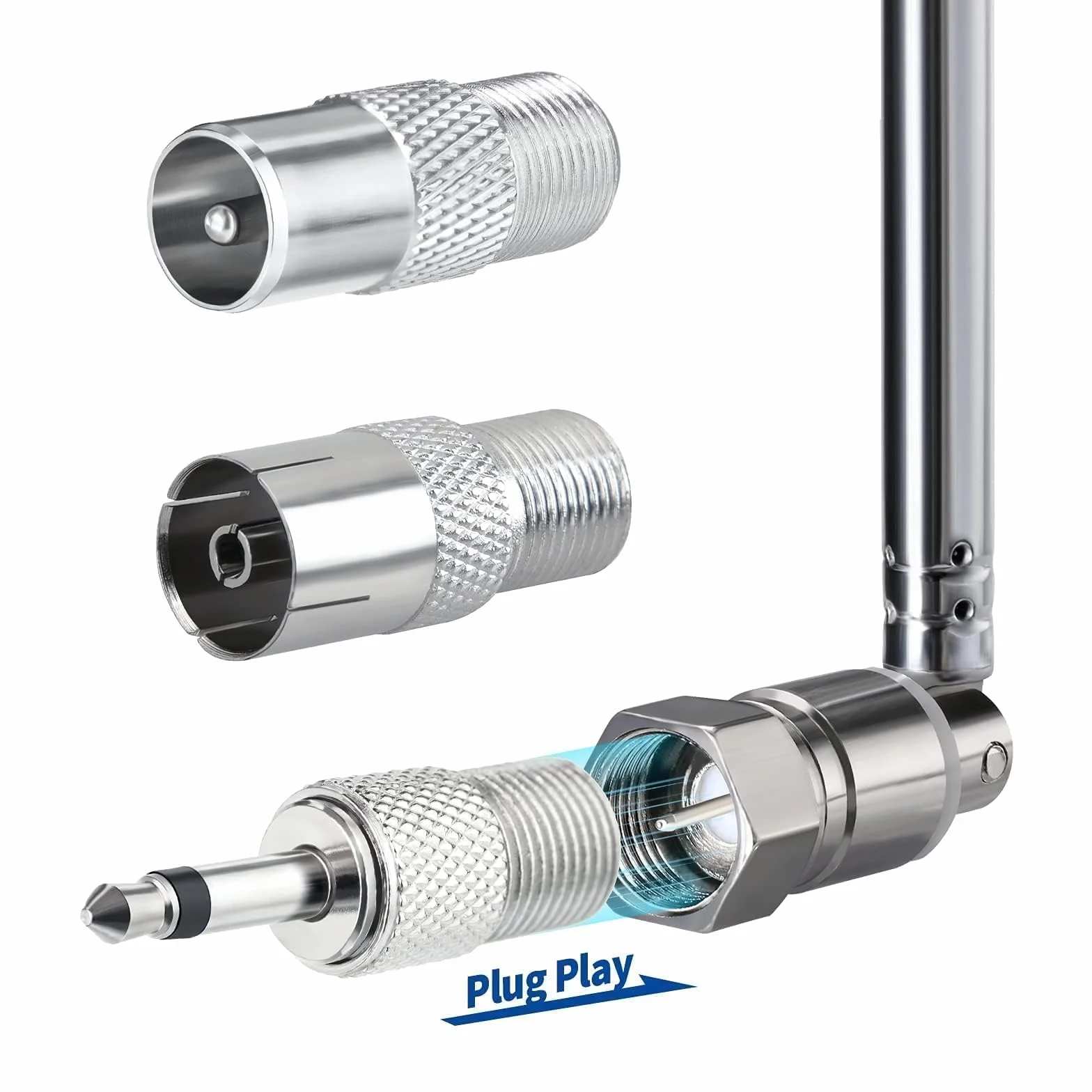 Bingfu antena radiowa FM kryty teleskopowa antena łańcuchowa HiFi przenośne radio 75 omów dla Philips Tivoli Sony Yamaha Onkyo Denon Pioneer System muzyczny Bose Wave Tuner odbiornik stereo Bluetooth