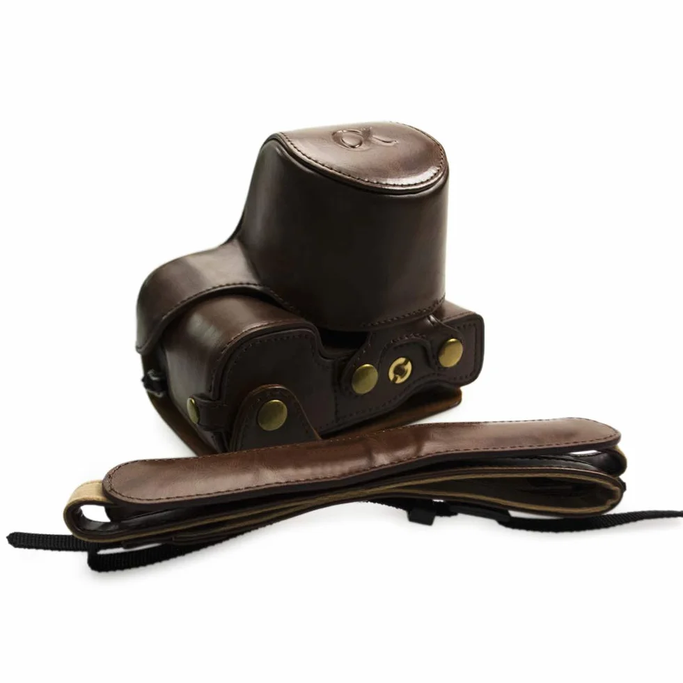 kinokoo Sony A6400 etui ze skóry PU, etui ochronne, kompatybilne z Sony A6400 A6100 A6000 A6300 z obiektywem 16-50 mm, kolorowe, kawa