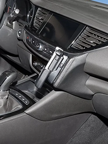 KUDA Uchwyt na telefon komórkowy pasujący do Opel Insignia B od 2017 r. - konsola telefoniczna do smartfonów, telefonów komórkowych, nawigacji i innych – konsola z prawdziwej skóry, czarna, 2820