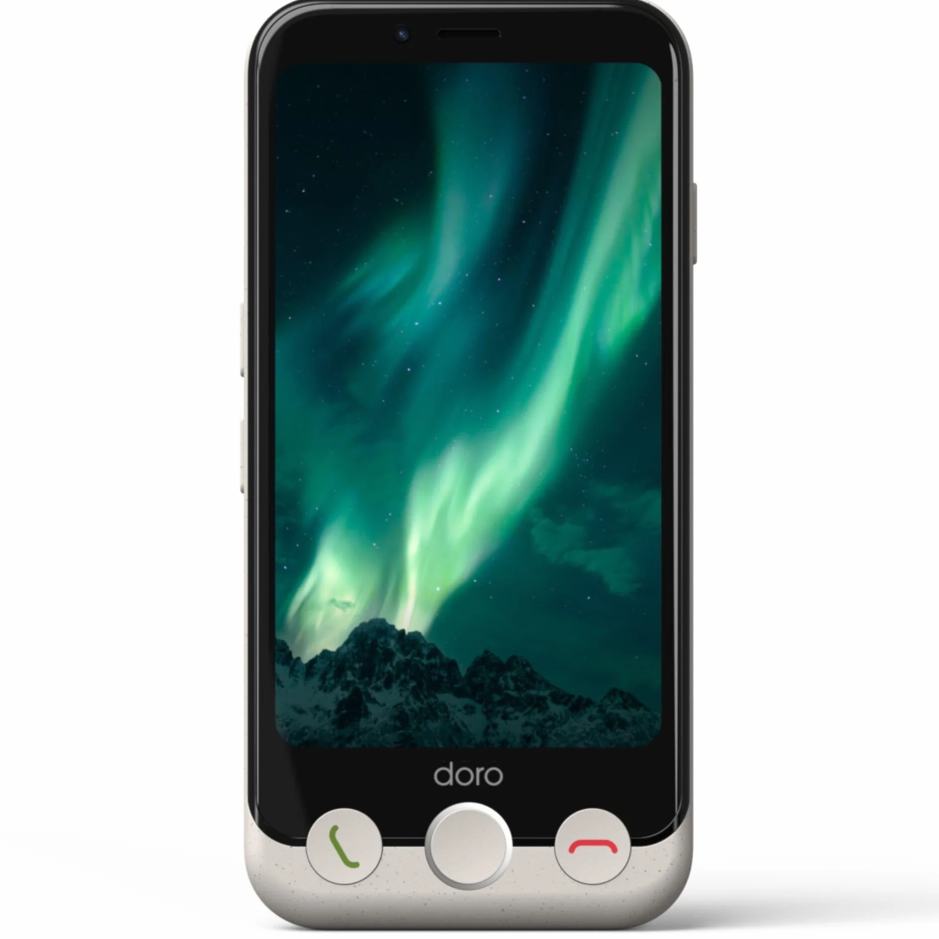 DORO - Smartfon Doro Aurora A10 - Telefon komórkowy dla seniorów - Łatwy w użyciu - Przycisk wspomagający z lokalizacją GPS - Kompatybilny z aparatami słuchowymi - Kabel USB w zestawie - Biały