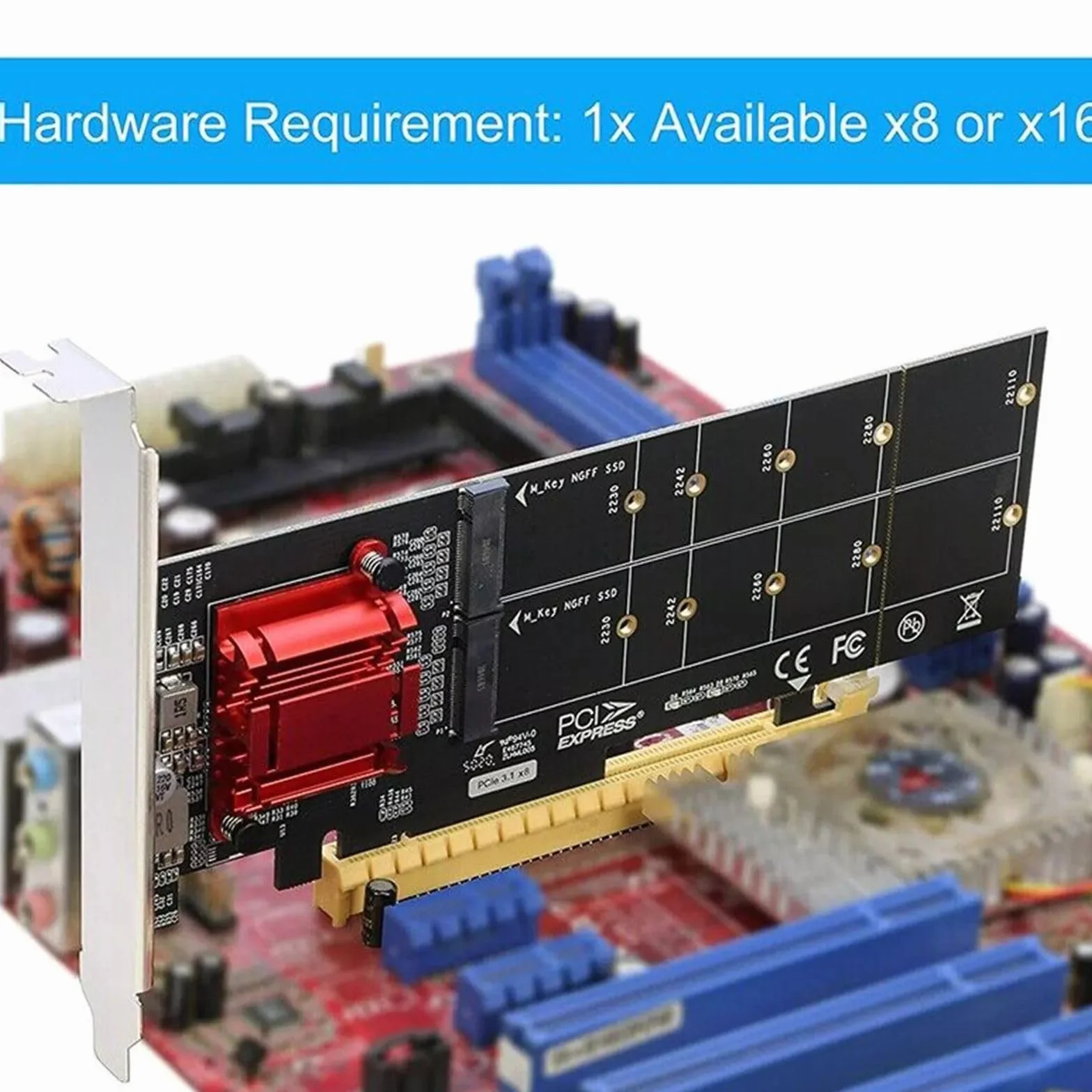 PCI-E x8 do 2-portowej karty rozszerzeń M.2 NVMe z półprzegrodą transmisją 8 Gb/s ASM2812 obsługuje dyski SSD M.2 NVMe do komputerów stacjonarnych